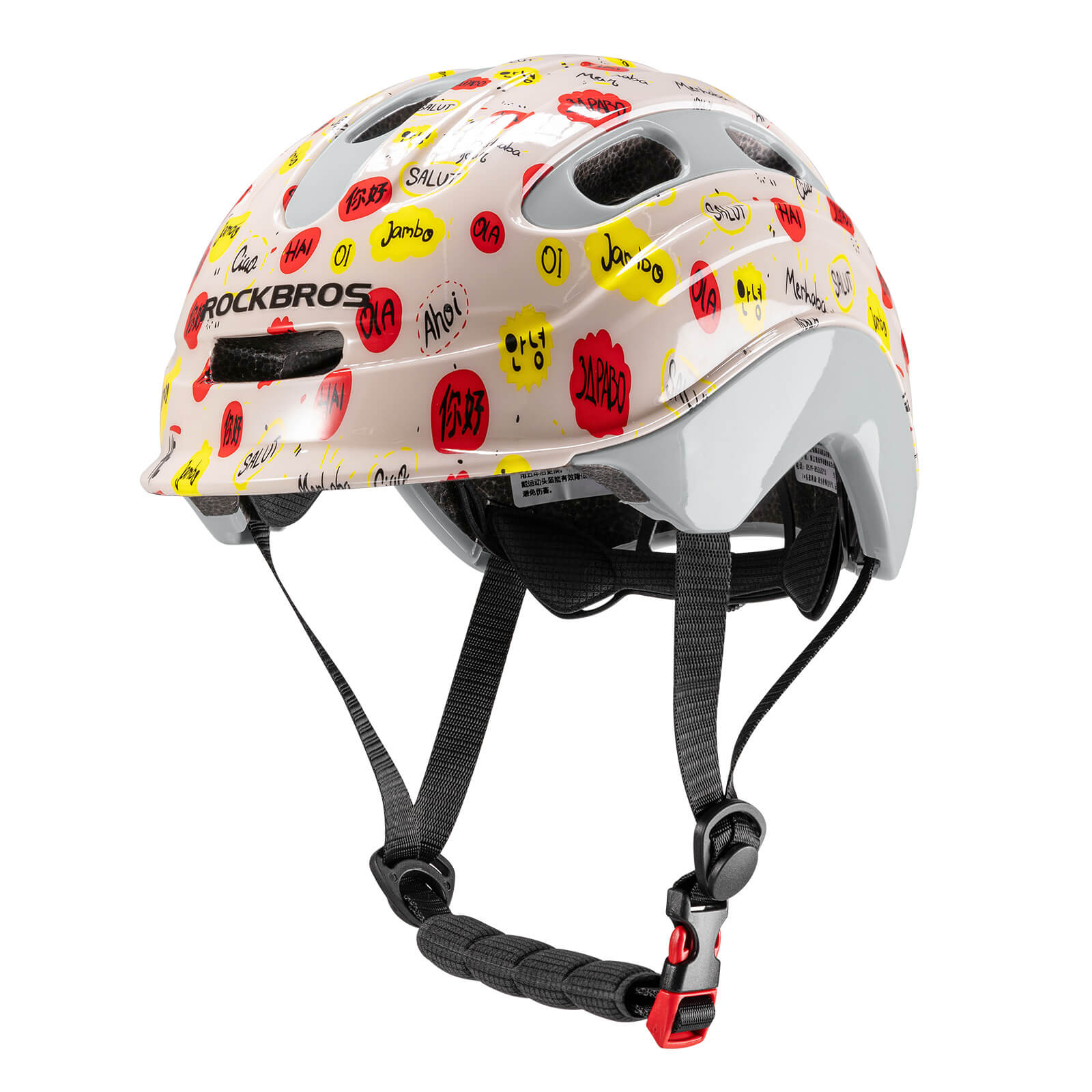 ROCKBROS kids and youth bike helmet with antibacterial liner, lightweight design
#Color_Hello
