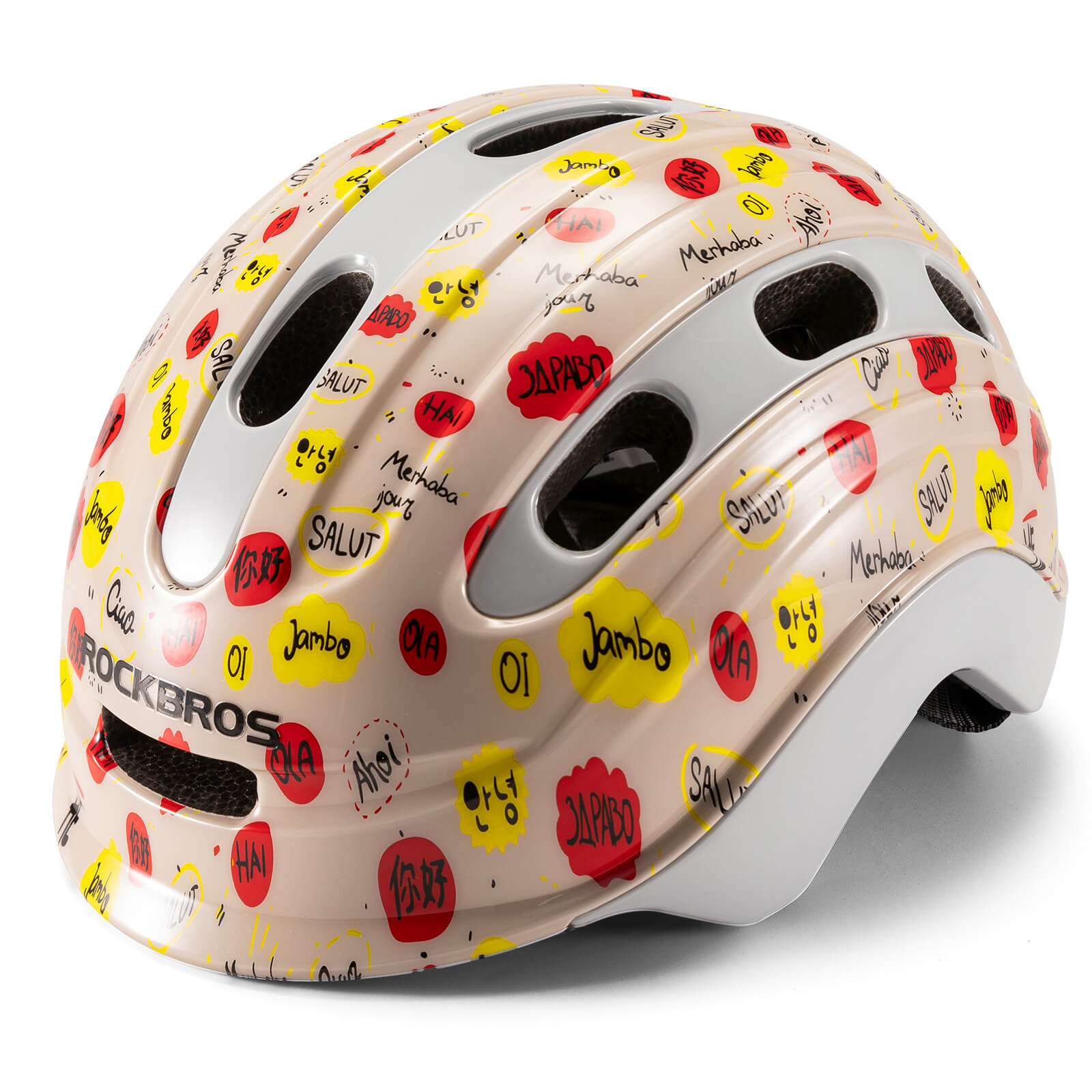 ROCKBROS kids and youth bike helmet with antibacterial liner, lightweight design
#Color_Hello