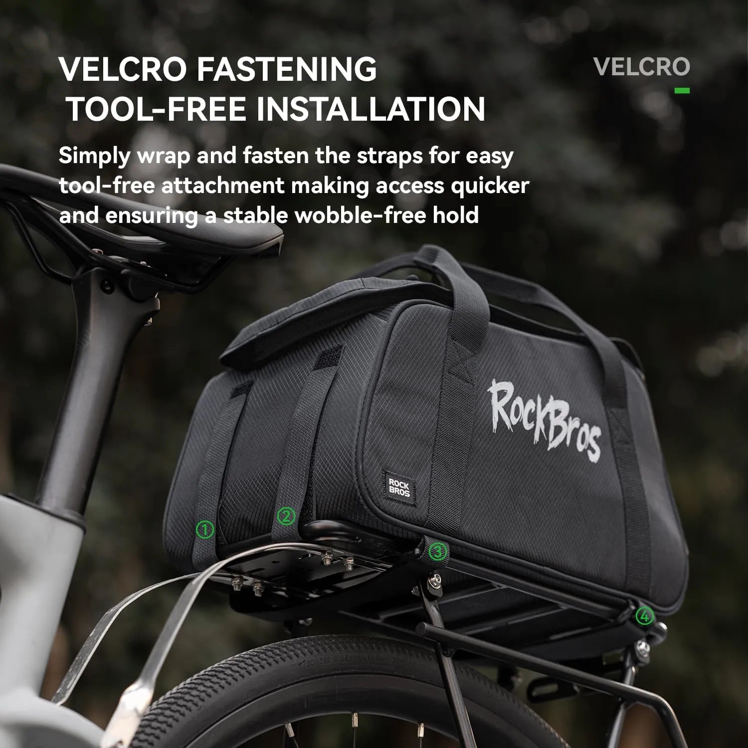 rockbros large capacity bike rear rack bag backpack 10.5l with eva support helmet net rain cover for cycling