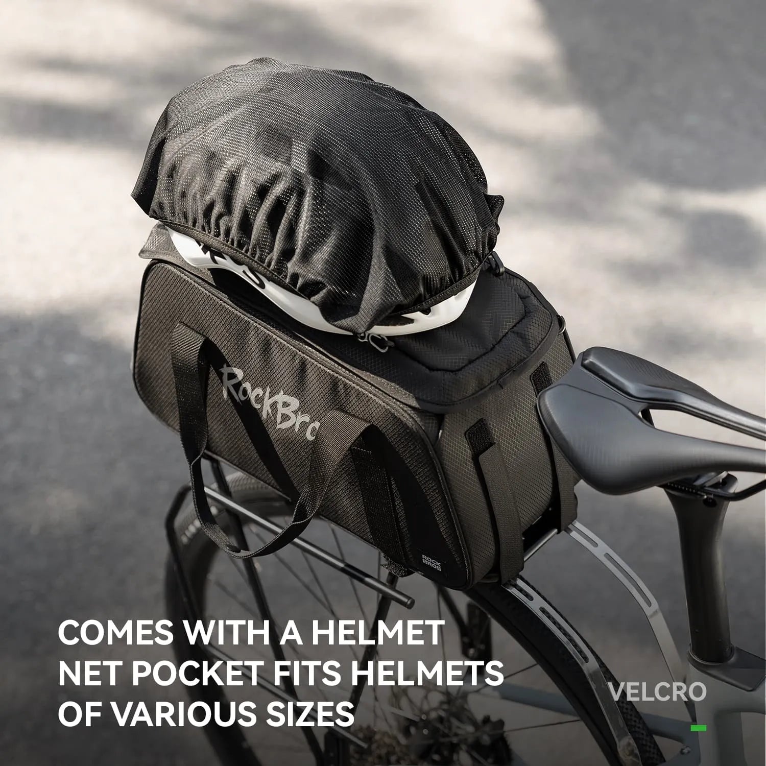 rockbros large capacity bike rear rack bag backpack 10.5l with eva support helmet net rain cover for cycling