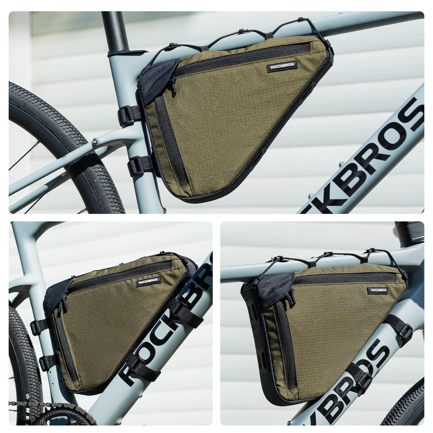 ROCKBROS 1.5L Large Capacity Bike Triangle Bag, Durable Polyester Cycling Frame Bag