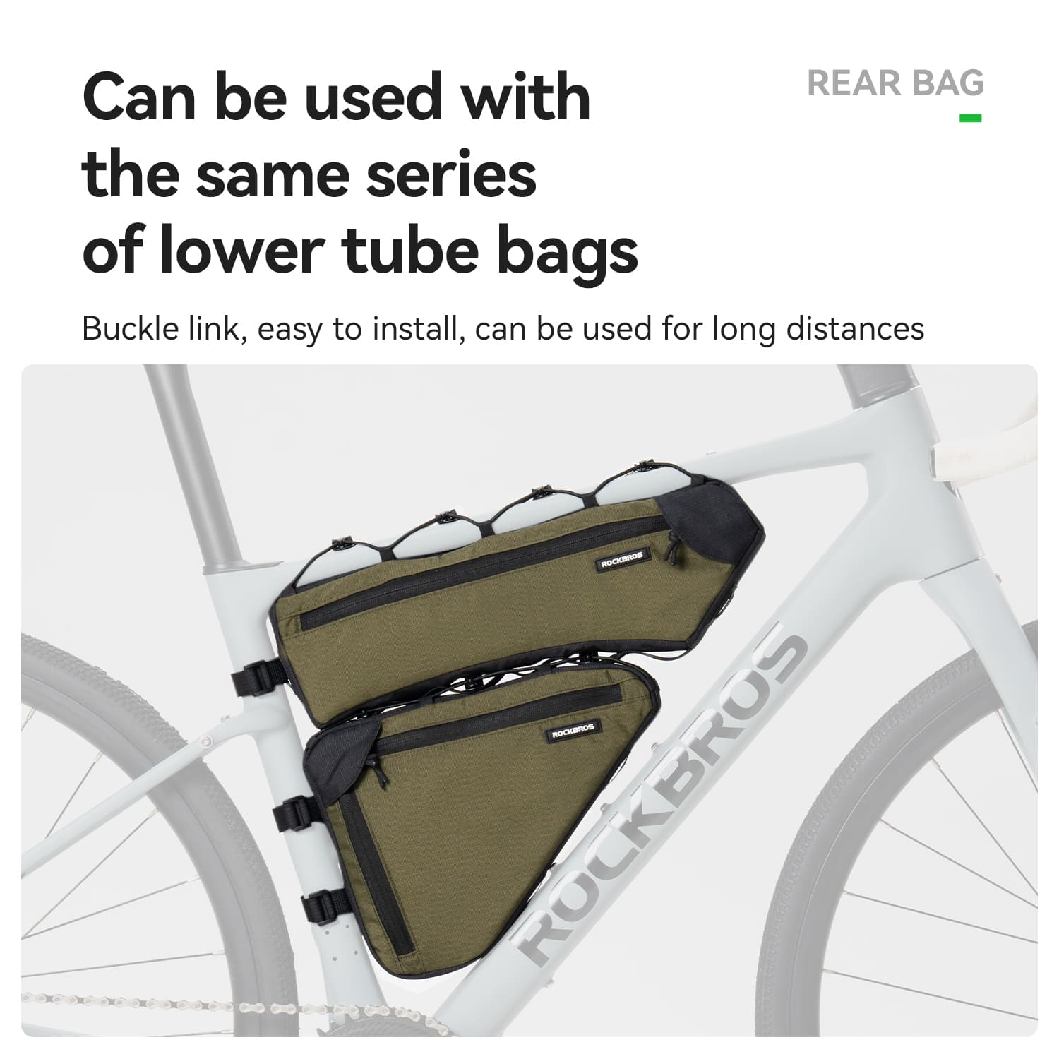 ROCKBROS 1.5L Large Capacity Bike Triangle Bag, Durable Polyester Cycling Frame Bag