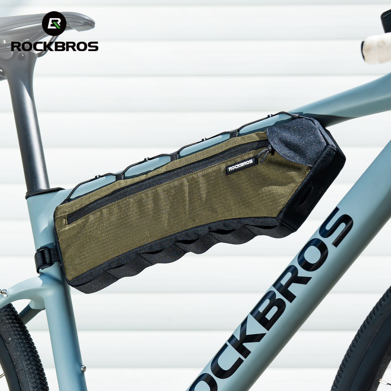 ROCKBROS 1.9L Bike Triangle Bag, Low-drag Streamlined Top Tube Bag with Organized Compartments for Long-distance Cycling
