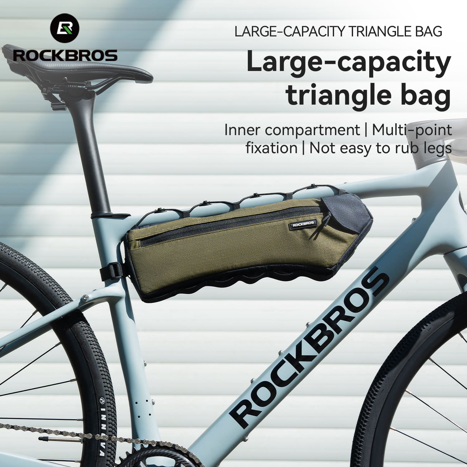 ROCKBROS 1.9L Bike Triangle Bag, Low-drag Streamlined Top Tube Bag with Organized Compartments for Long-distance Cycling