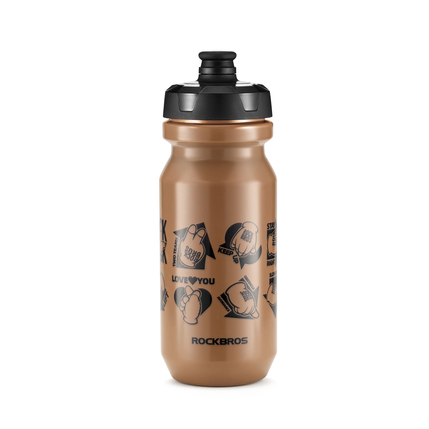 ROCKBROS large capacity squeeze cycling water bottle with leak-proof spout ergonomic grip and universal fit for bike bottle cages
#Color_Love Brown - 600ml