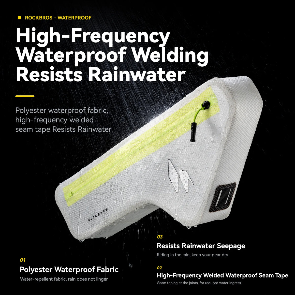 ROCKBROS Light Chaser 2.4L waterproof down tube bag mounted on a bicycle frame