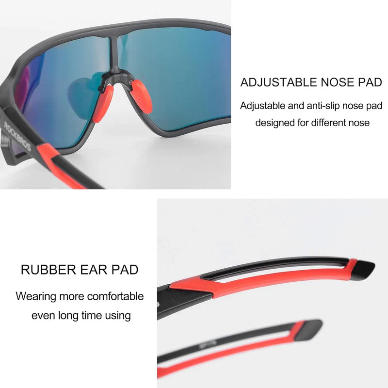 ROCKBROS cycling sunglasses polarized with UV protection for outdoor riding
#Color_Red