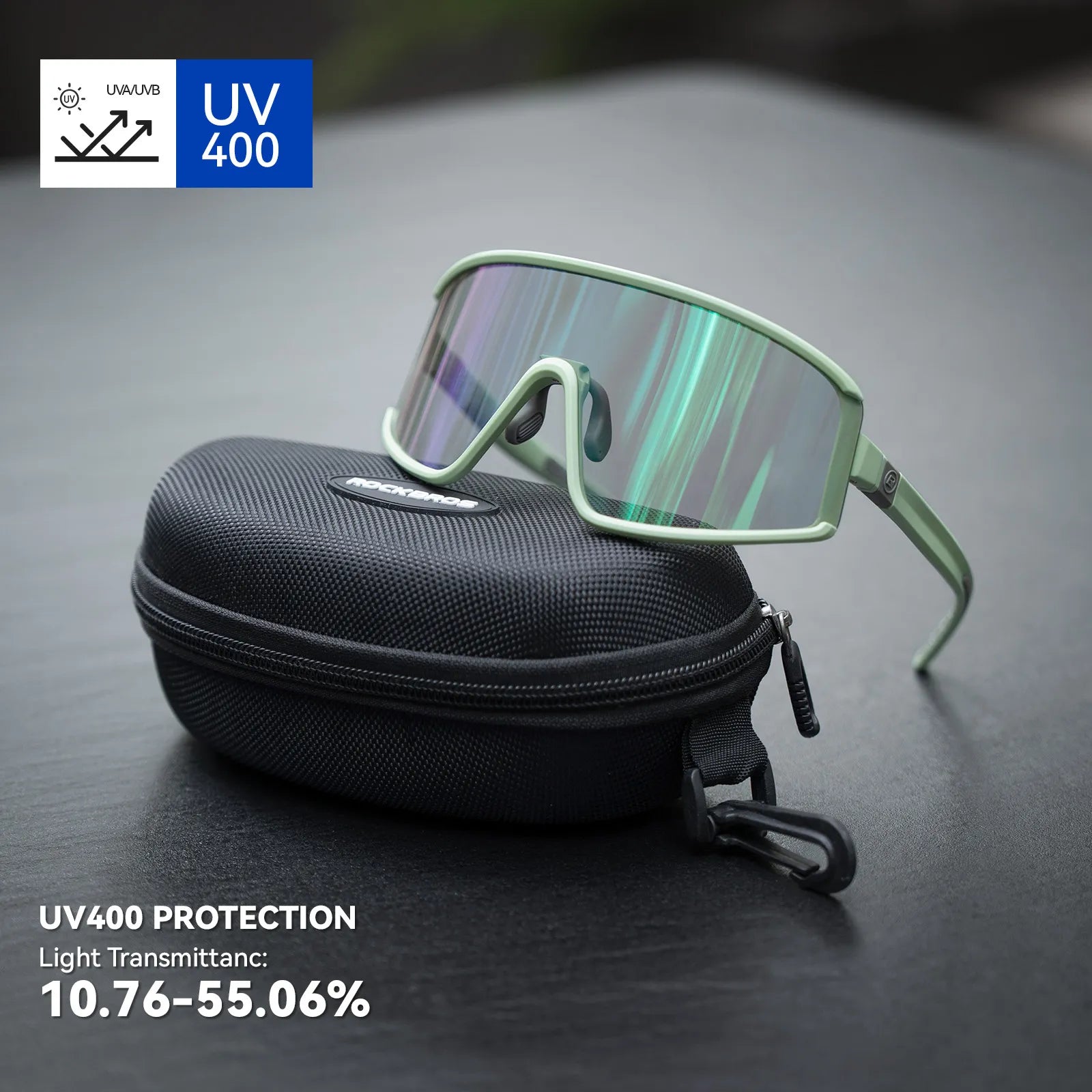 ROCKBROS lightweight photochromic sports sunglasses for cycling and hiking with UV400 protection
#Color_Green