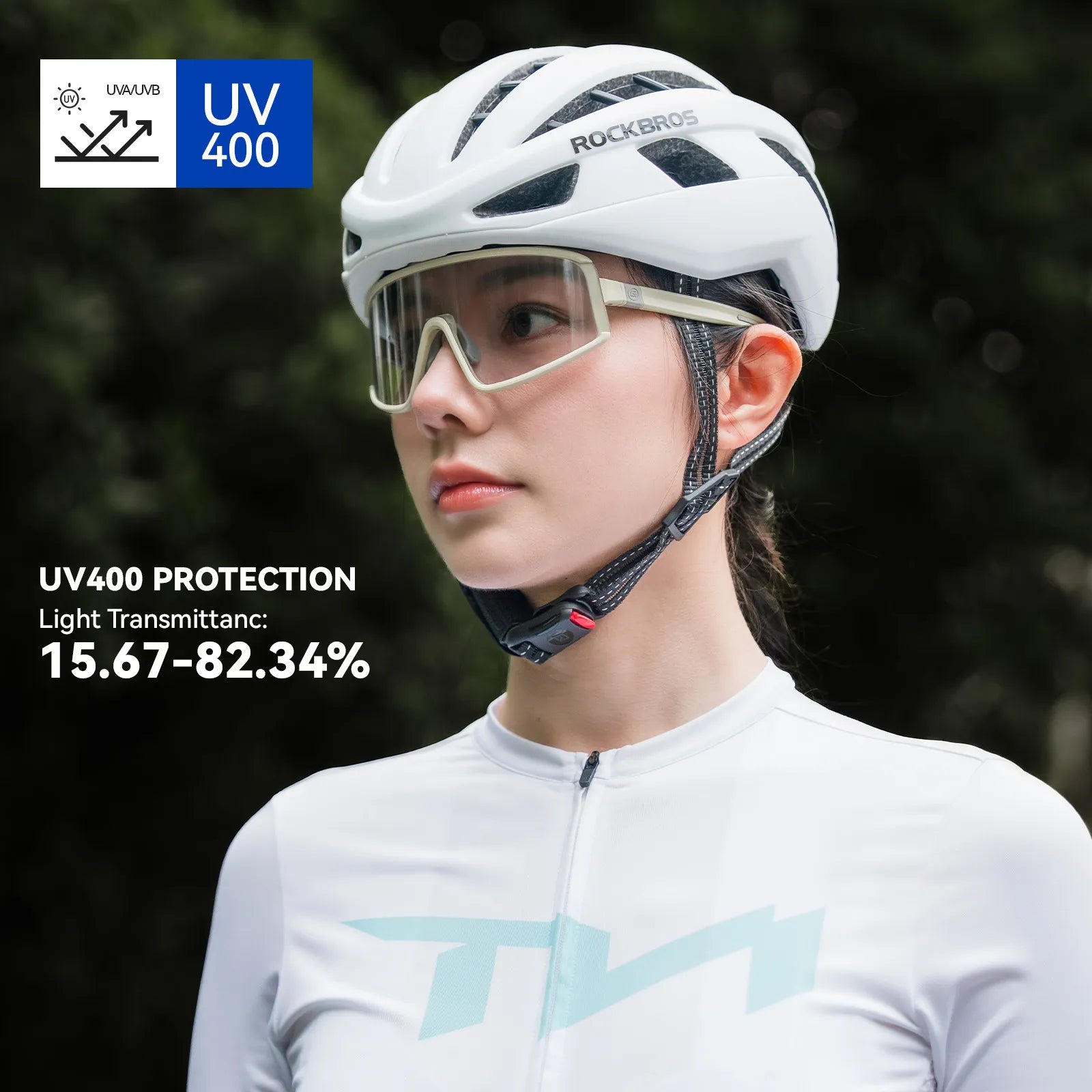 ROCKBROS lightweight photochromic sports sunglasses for cycling and hiking with UV400 protection
#Color_Lvory (Anti-fog lens)