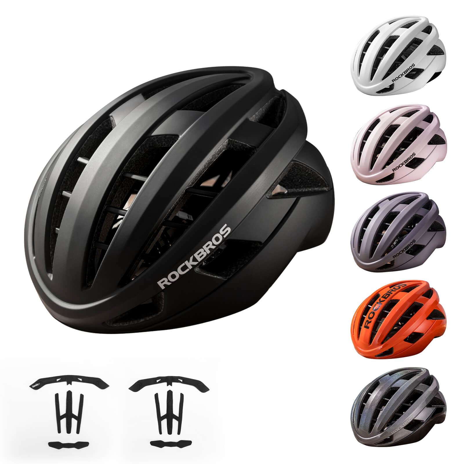 ROCKBROS LK-11 Anquetil lightweight road and MTB bike helmet with aerodynamic design and all-in-one molded shell for cycling safety
#Color_Black