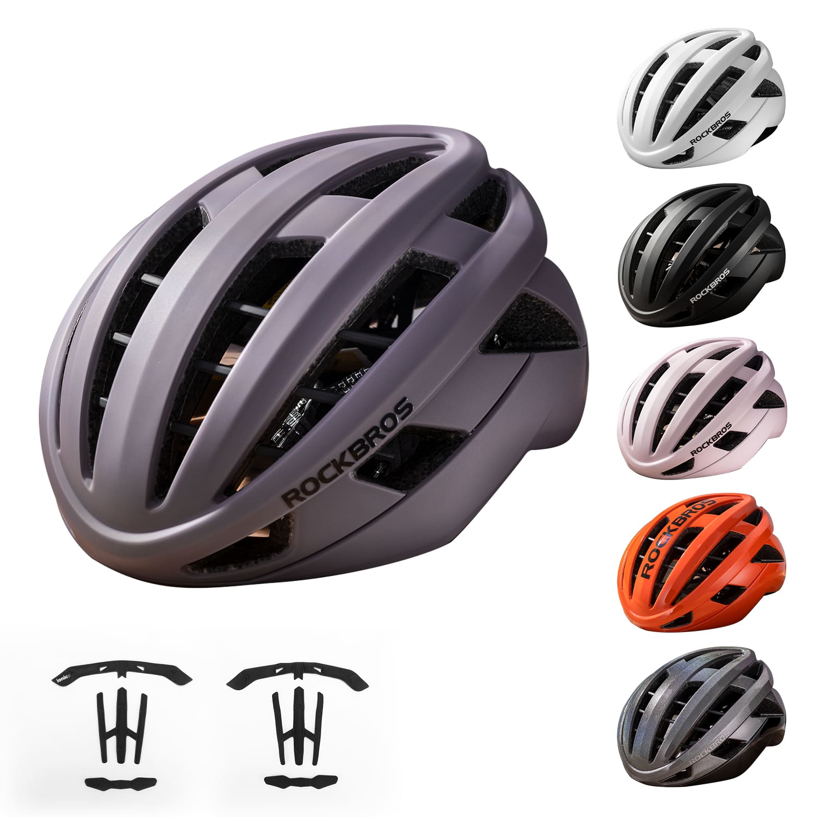ROCKBROS LK-11 Anquetil lightweight road and MTB bike helmet with aerodynamic design and all-in-one molded shell for cycling safety
#Color_Purple