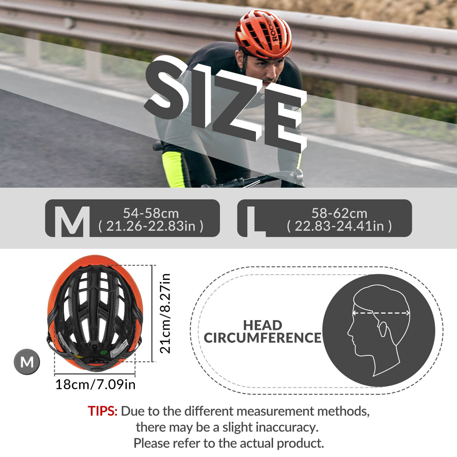 ROCKBROS LK-11 Anquetil lightweight road and MTB bike helmet with aerodynamic design and all-in-one molded shell for cycling safety
#Color_Orange