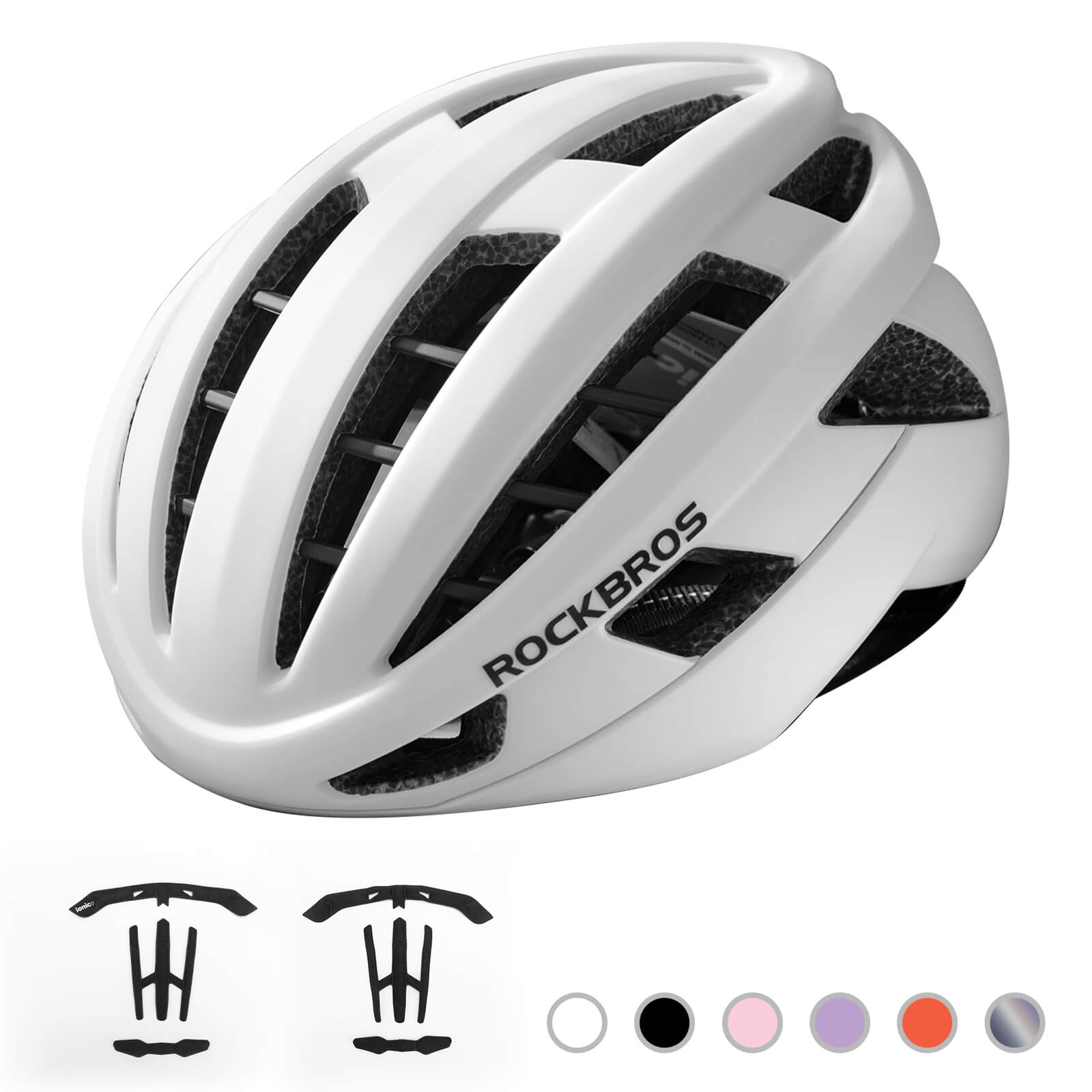 ROCKBROS LK-11 Anquetil lightweight road and MTB bike helmet with aerodynamic design and all-in-one molded shell for cycling safety
#Color_White
