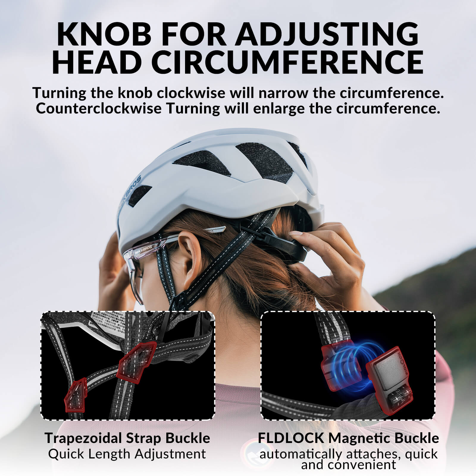 ROCKBROS LK-11 Anquetil lightweight road and MTB bike helmet with aerodynamic design and all-in-one molded shell for cycling safety
#Color_White