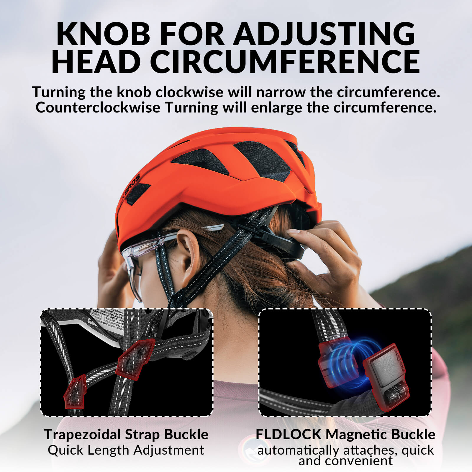 ROCKBROS LK-11 Anquetil lightweight road and MTB bike helmet with aerodynamic design and all-in-one molded shell for cycling safety
#Color_Orange
