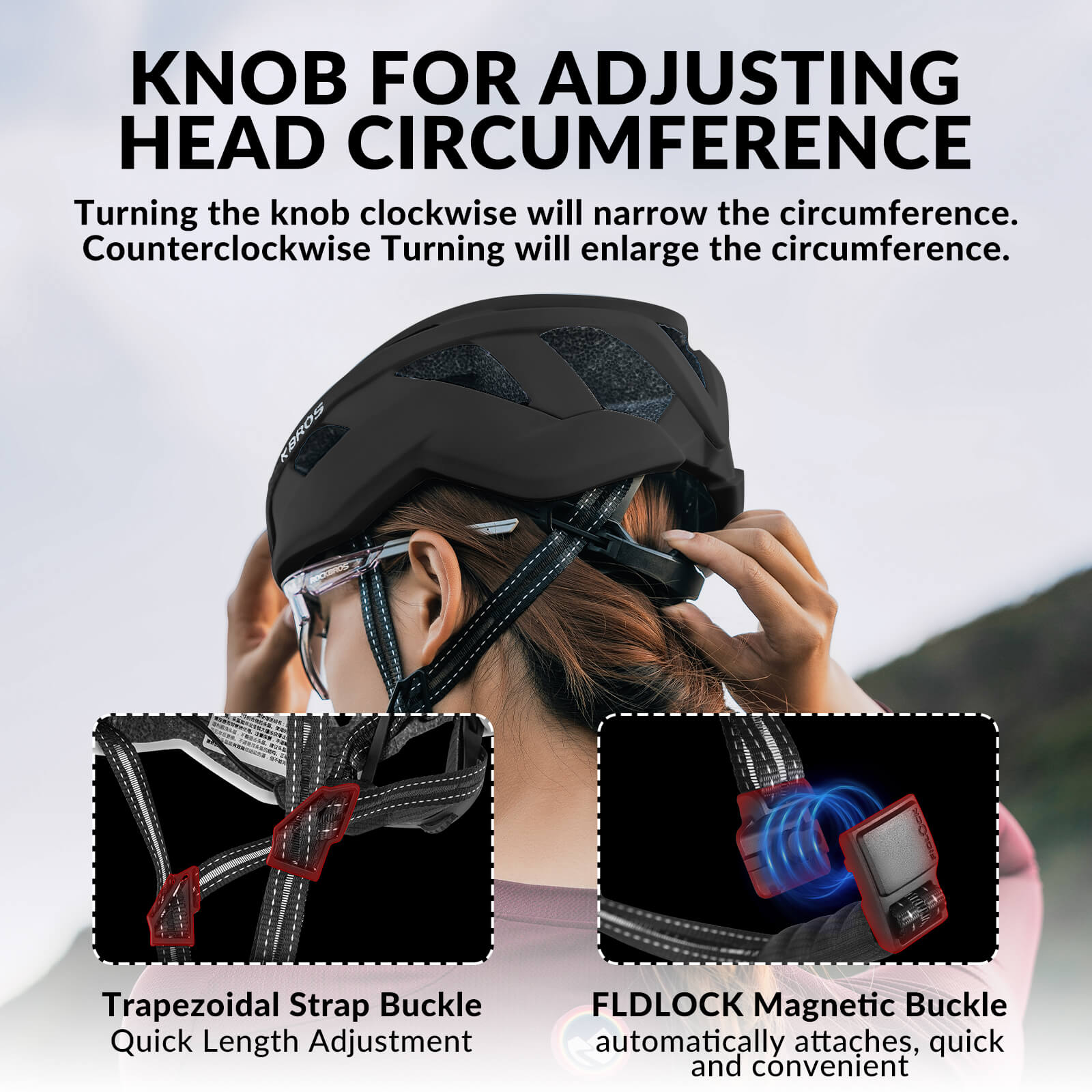 ROCKBROS LK-11 Anquetil lightweight road and MTB bike helmet with aerodynamic design and all-in-one molded shell for cycling safety
#Color_Black