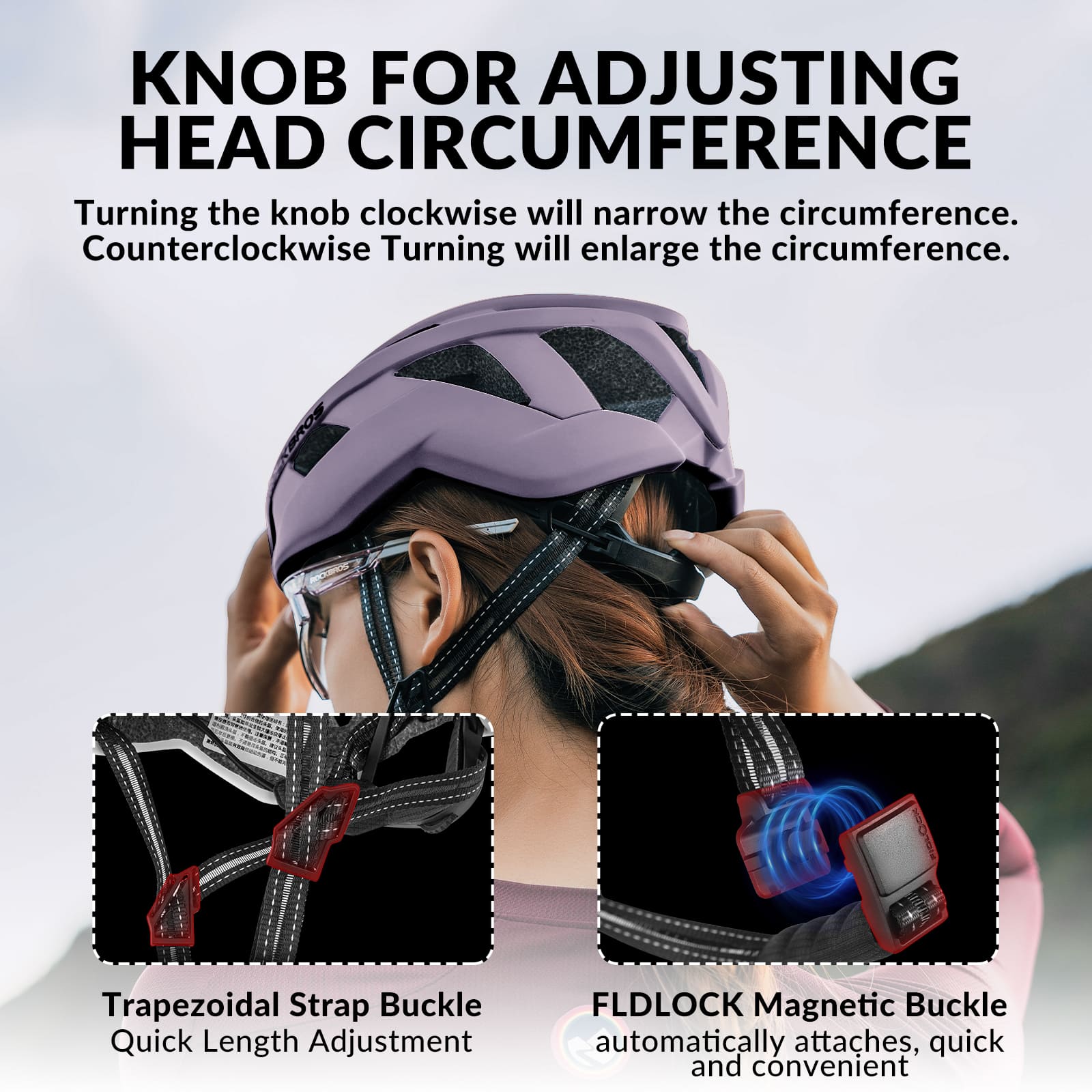 ROCKBROS LK-11 Anquetil lightweight road and MTB bike helmet with aerodynamic design and all-in-one molded shell for cycling safety
#Color_Purple