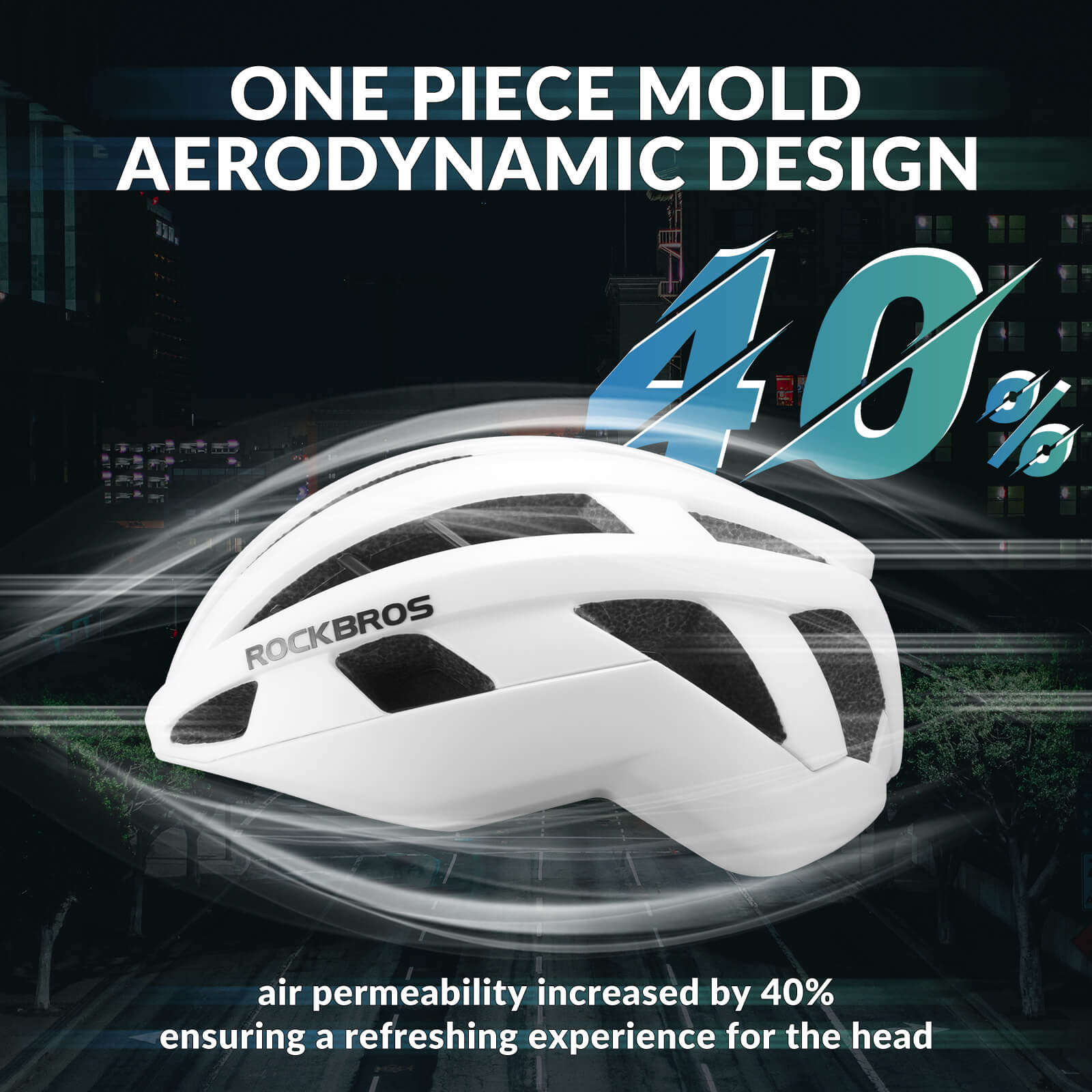ROCKBROS LK-11 Anquetil lightweight road and MTB bike helmet with aerodynamic design and all-in-one molded shell for cycling safety
#Color_White
