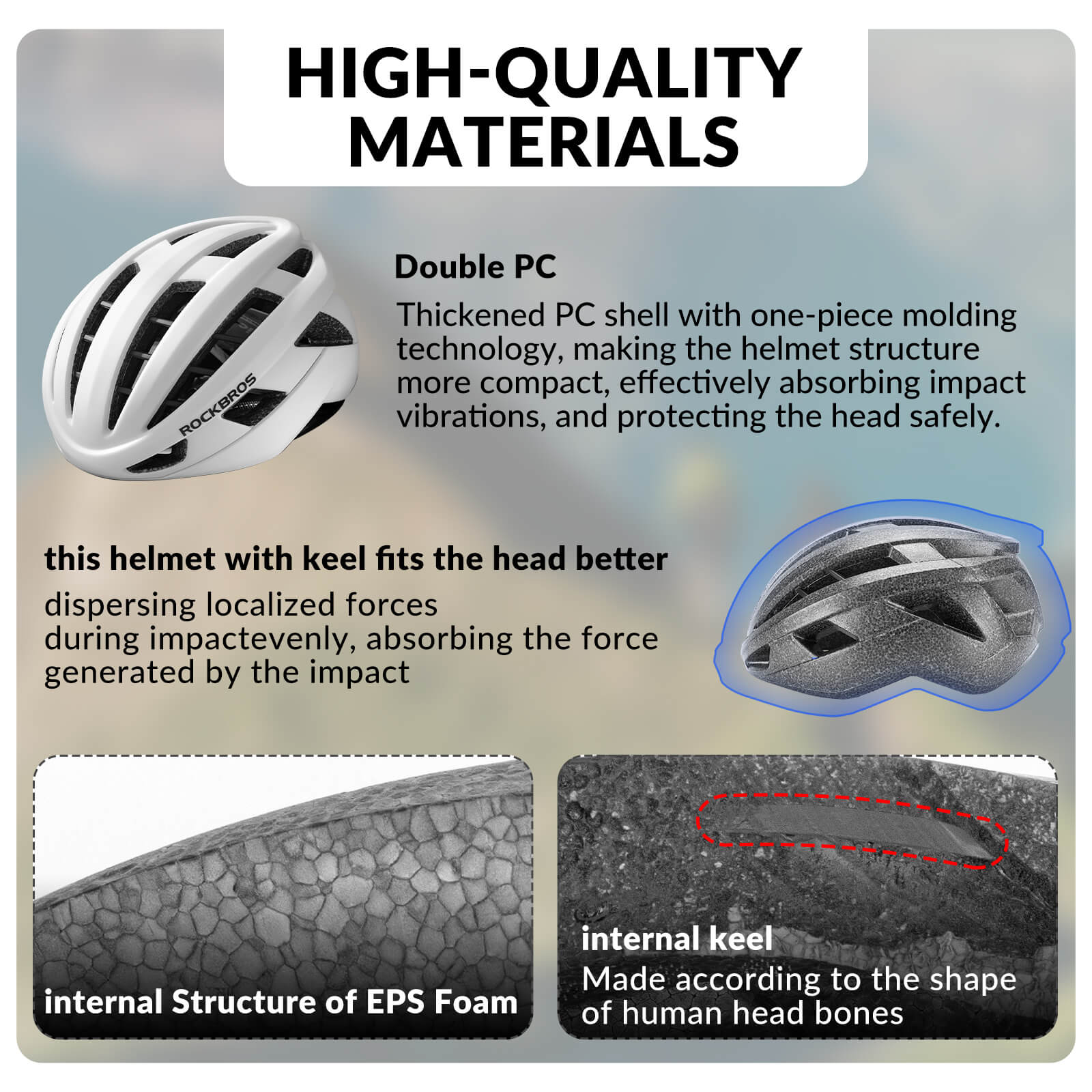 ROCKBROS LK-11 Anquetil lightweight road and MTB bike helmet with aerodynamic design and all-in-one molded shell for cycling safety
#Color_White