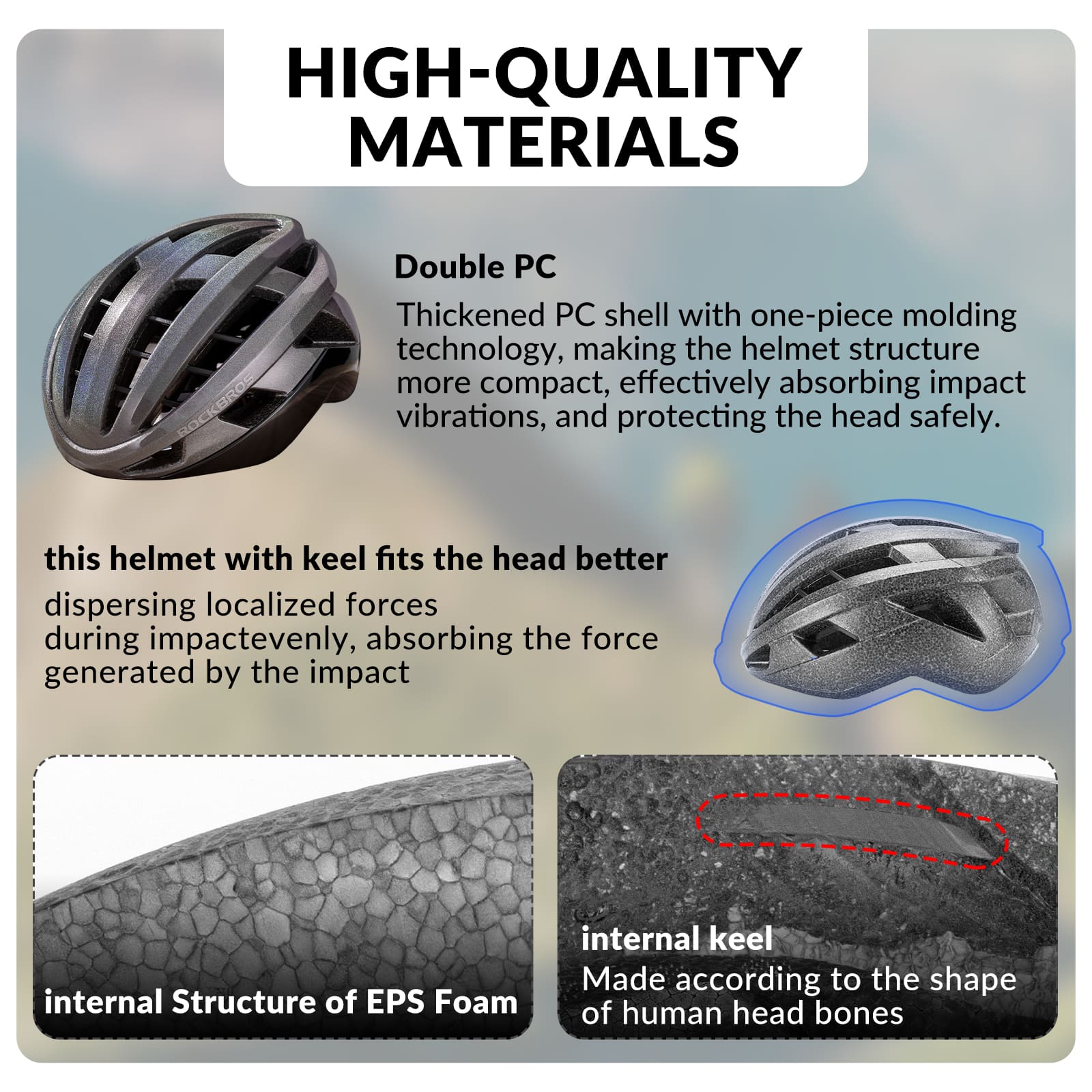 ROCKBROS LK-11 Anquetil lightweight road and MTB bike helmet with aerodynamic design and all-in-one molded shell for cycling safety
#Color_Titanium