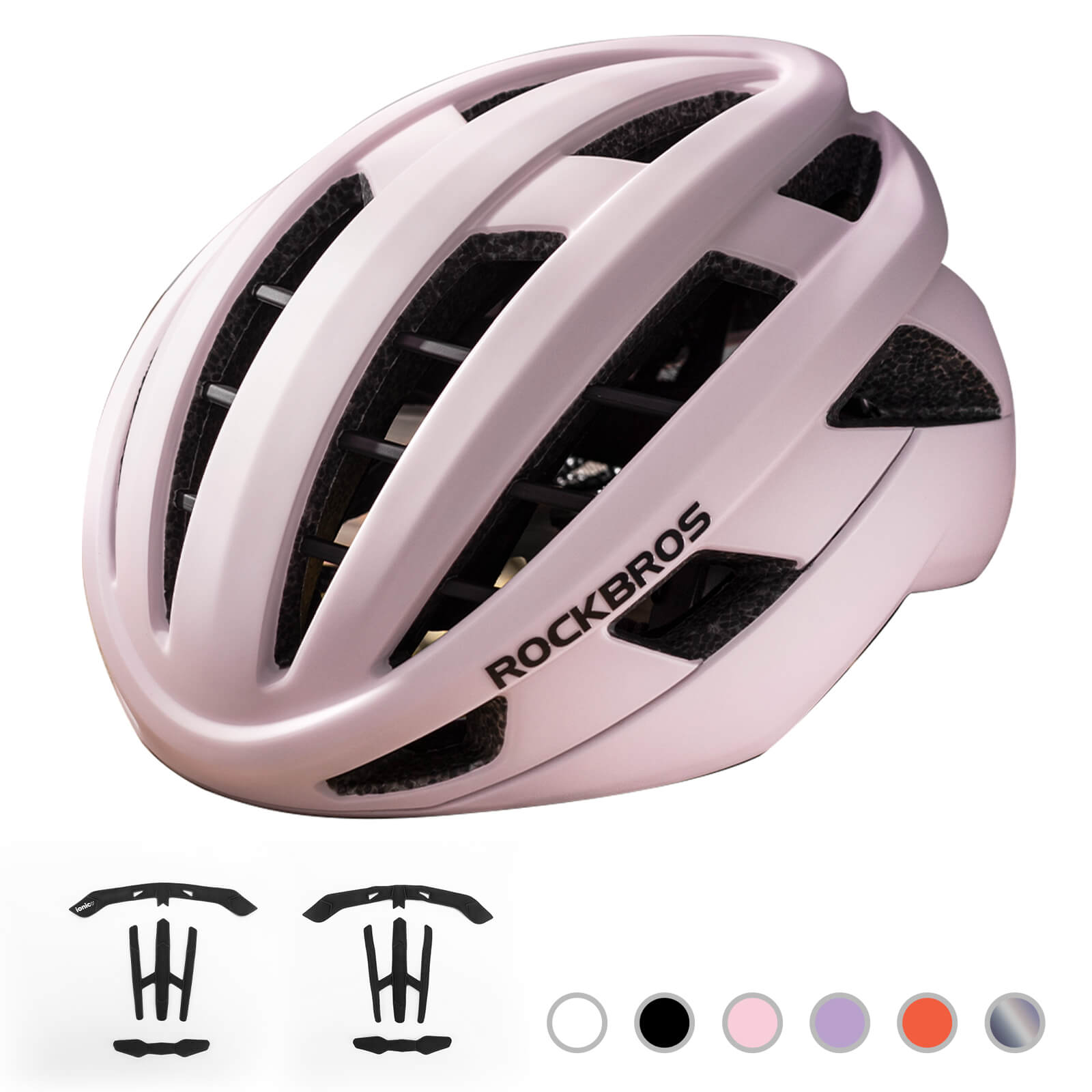 ROCKBROS LK-11 Anquetil lightweight road and MTB bike helmet with aerodynamic design and all-in-one molded shell for cycling safety
#Color_Pink