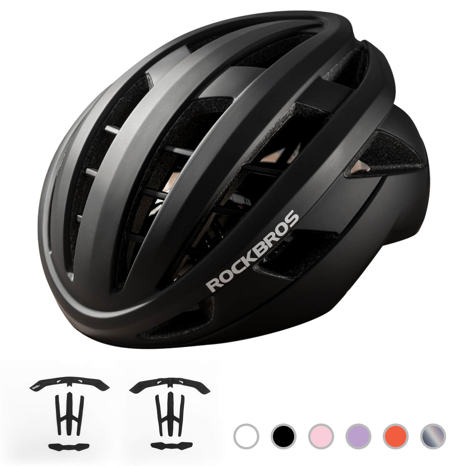 ROCKBROS LK-11 Anquetil lightweight road and MTB bike helmet with aerodynamic design and all-in-one molded shell for cycling safety
#Color_Black