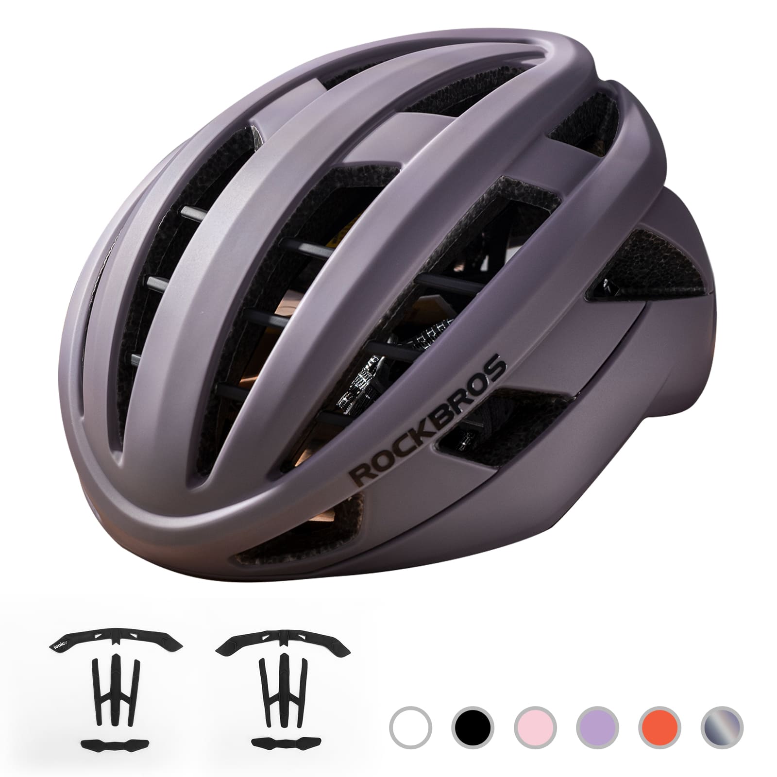 ROCKBROS LK-11 Anquetil lightweight road and MTB bike helmet with aerodynamic design and all-in-one molded shell for cycling safety
#Color_Purple