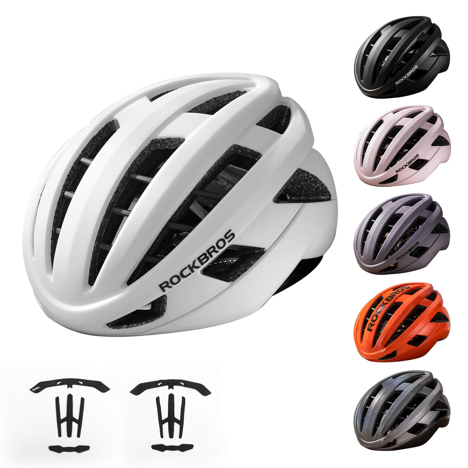 ROCKBROS LK-11 Anquetil lightweight road and MTB bike helmet with aerodynamic design and all-in-one molded shell for cycling safety
#Color_White