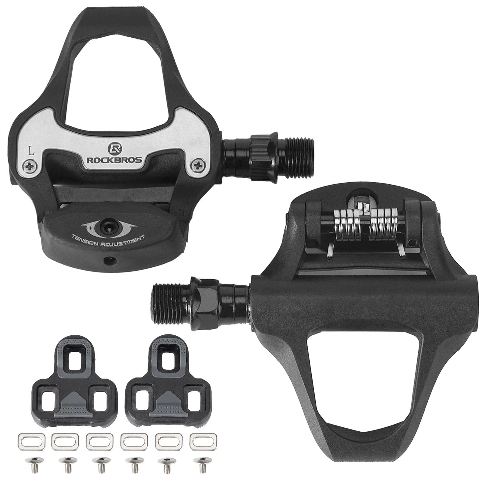 ROCKBROS Look System Road Bike Clipless Pedals with Wide Platform, Adjustable Tension, and Aluminum Alloy Body