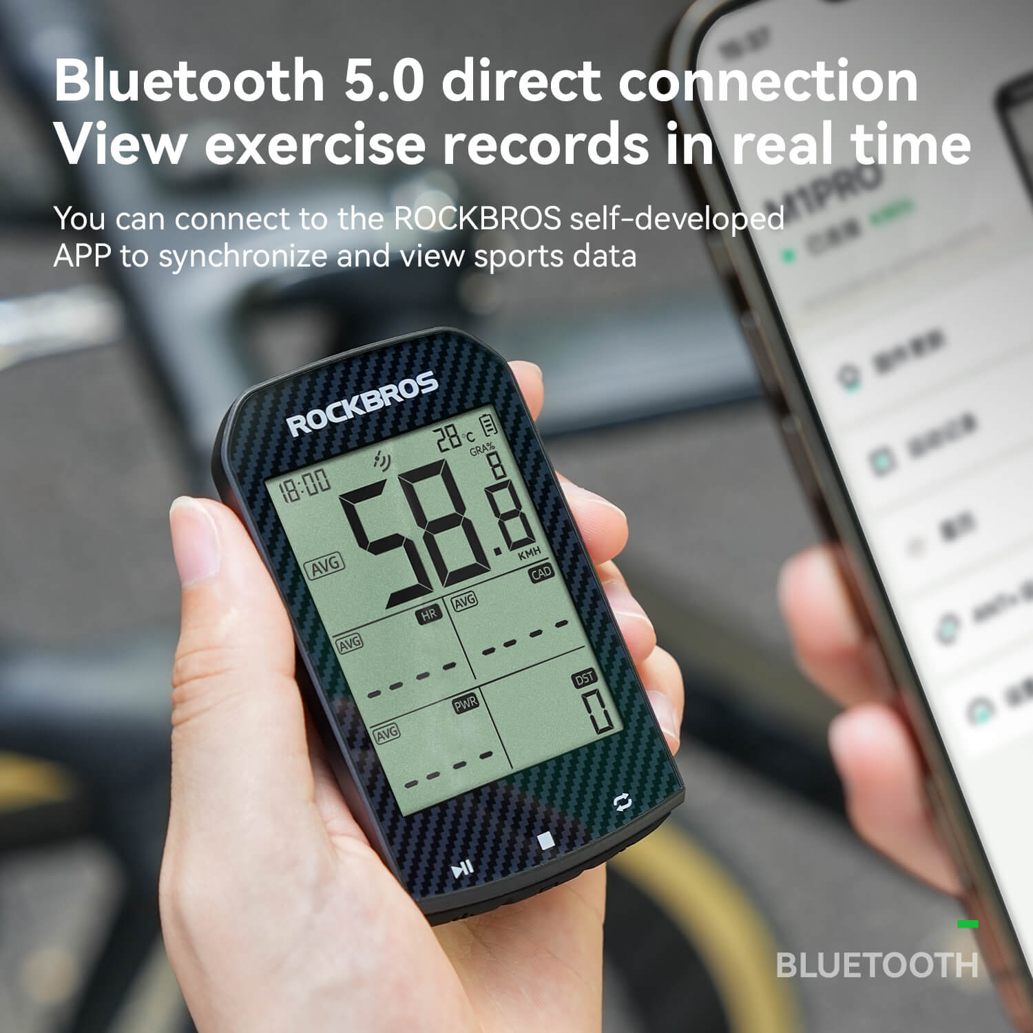 ROCKBROS M1 Pro smart bike computer with 5-star GPS positioning and accurate ride tracking