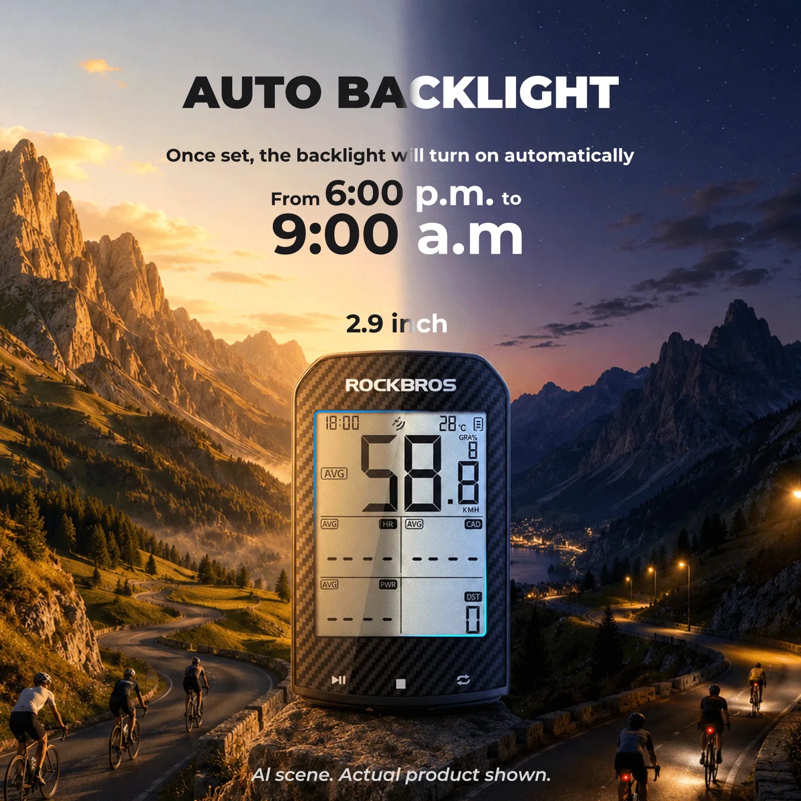 ROCKBROS M1 Pro wireless bike computer with a clear display for cycling performance tracking