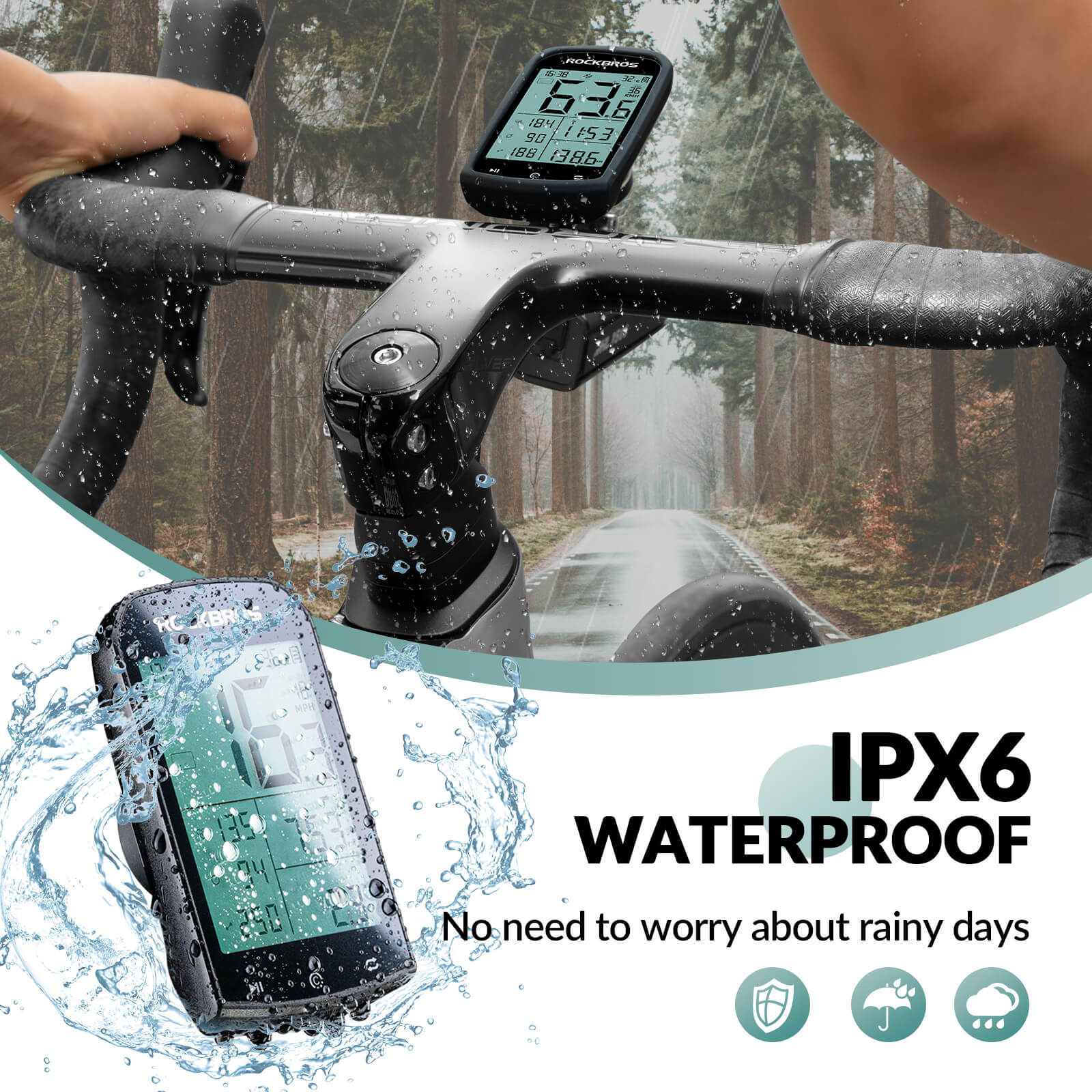 IPX6 waterproof ROCKBROS M1 GPS bike computer for all-weather cycling