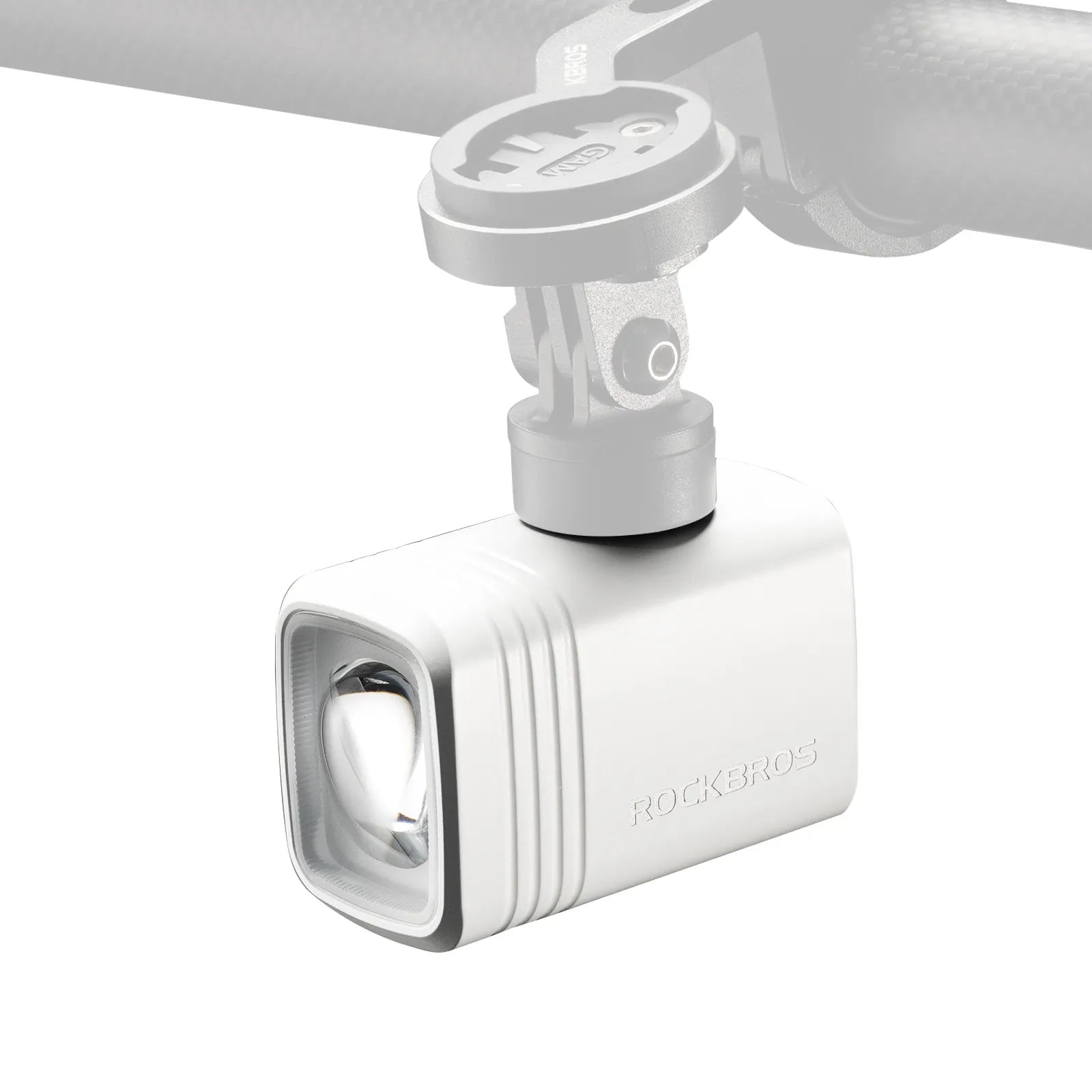 ROCKBROS M6 smart bike front light with anti-glare lens, 1000 lumen output, and USB-C rechargeable battery
#Color_White