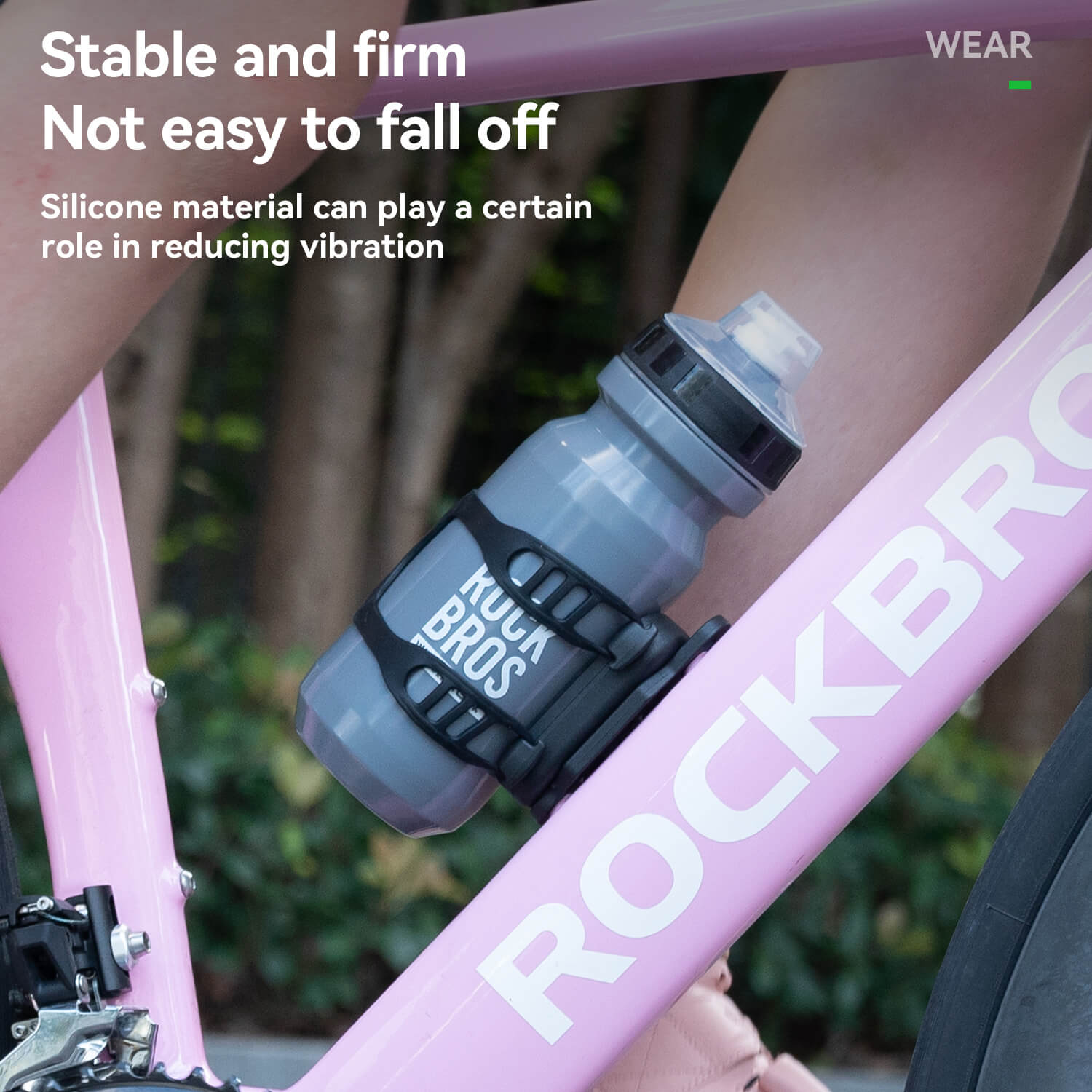 ROCKBROS magnetic bike bottle holder with strap and magnetic mount design for secure cycling hydration.