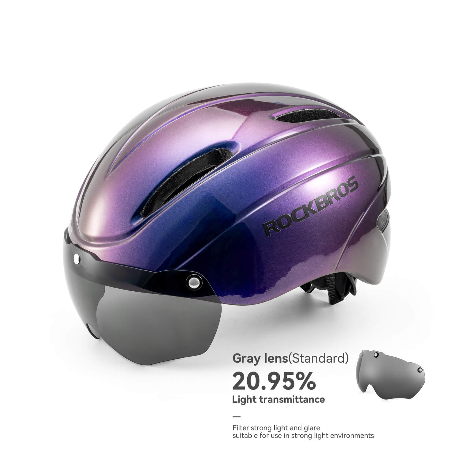 ROCKBROS Magnetic Goggles Bike Helmet with EPS foam and rear light mount for cycling
#Color_Purple