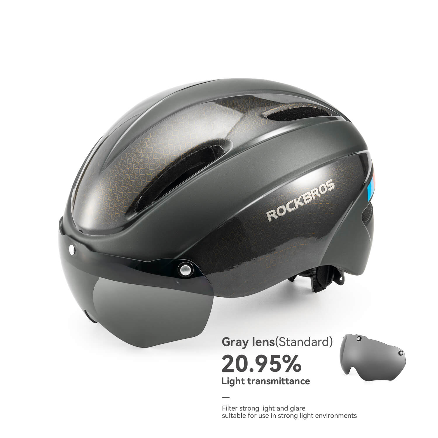 ROCKBROS Magnetic Goggles Bike Helmet with EPS foam and rear light mount for cycling
#Color_Titanium