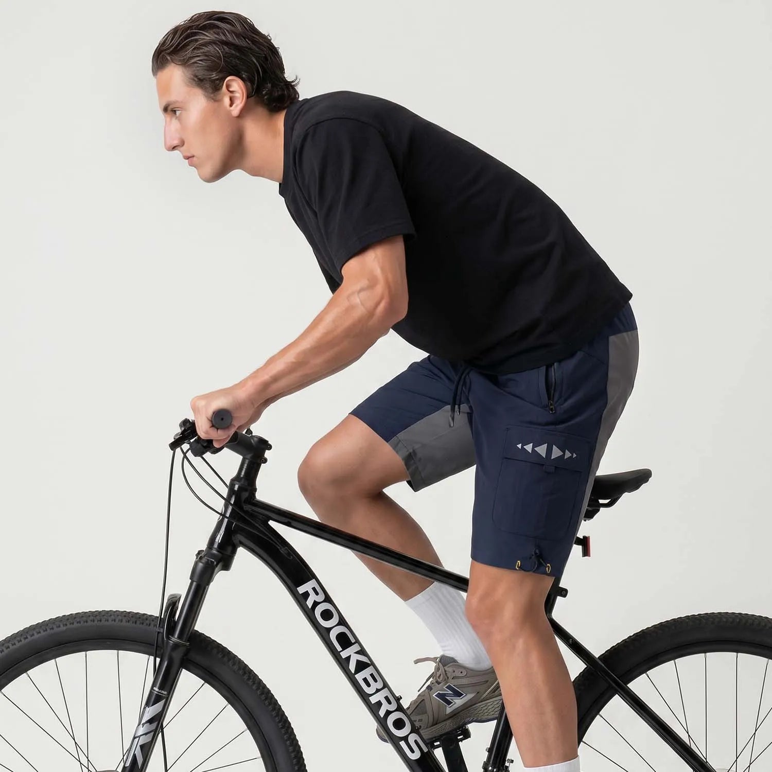 ROCKBROS Men's 2-in-1 Padded Cycling Shorts with Detachable Liner for Road, MTB, Gravel, and E-Bike Riding