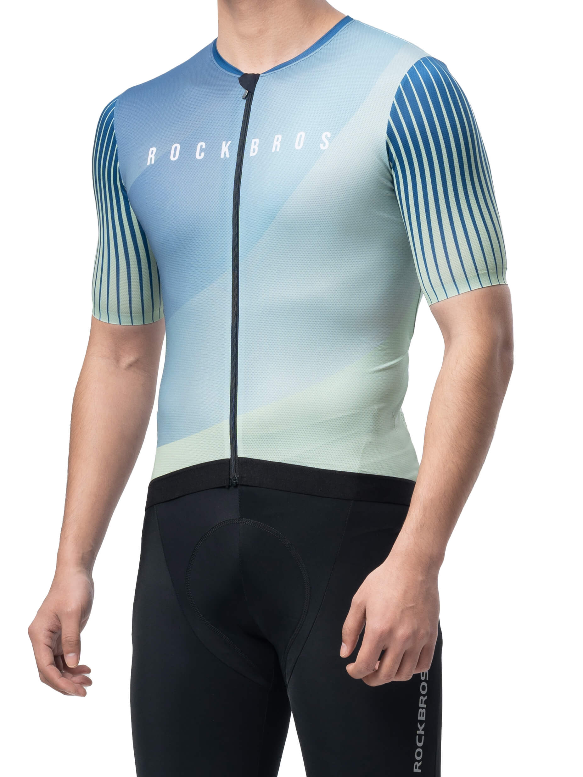 ROCKBROS Men's Birds & Flowers Short-Sleeve Cycling Jersey – Lightweight, Breathable, Moisture-Wicking Summer Bike Shirt
#Color_Green