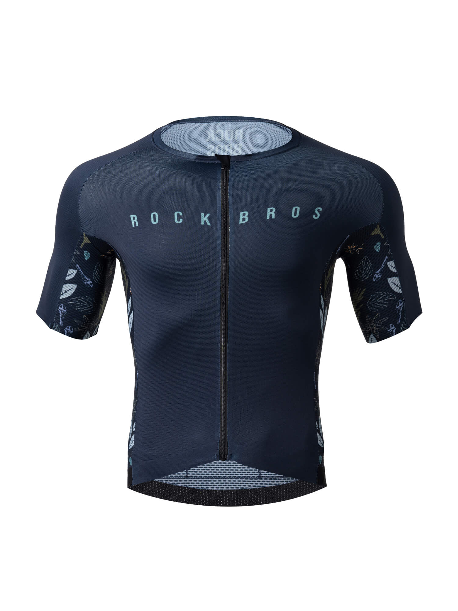 ROCKBROS Men's Birds & Flowers Short-Sleeve Cycling Jersey – Lightweight, Breathable, Moisture-Wicking Summer Bike Shirt
#Color_Blue