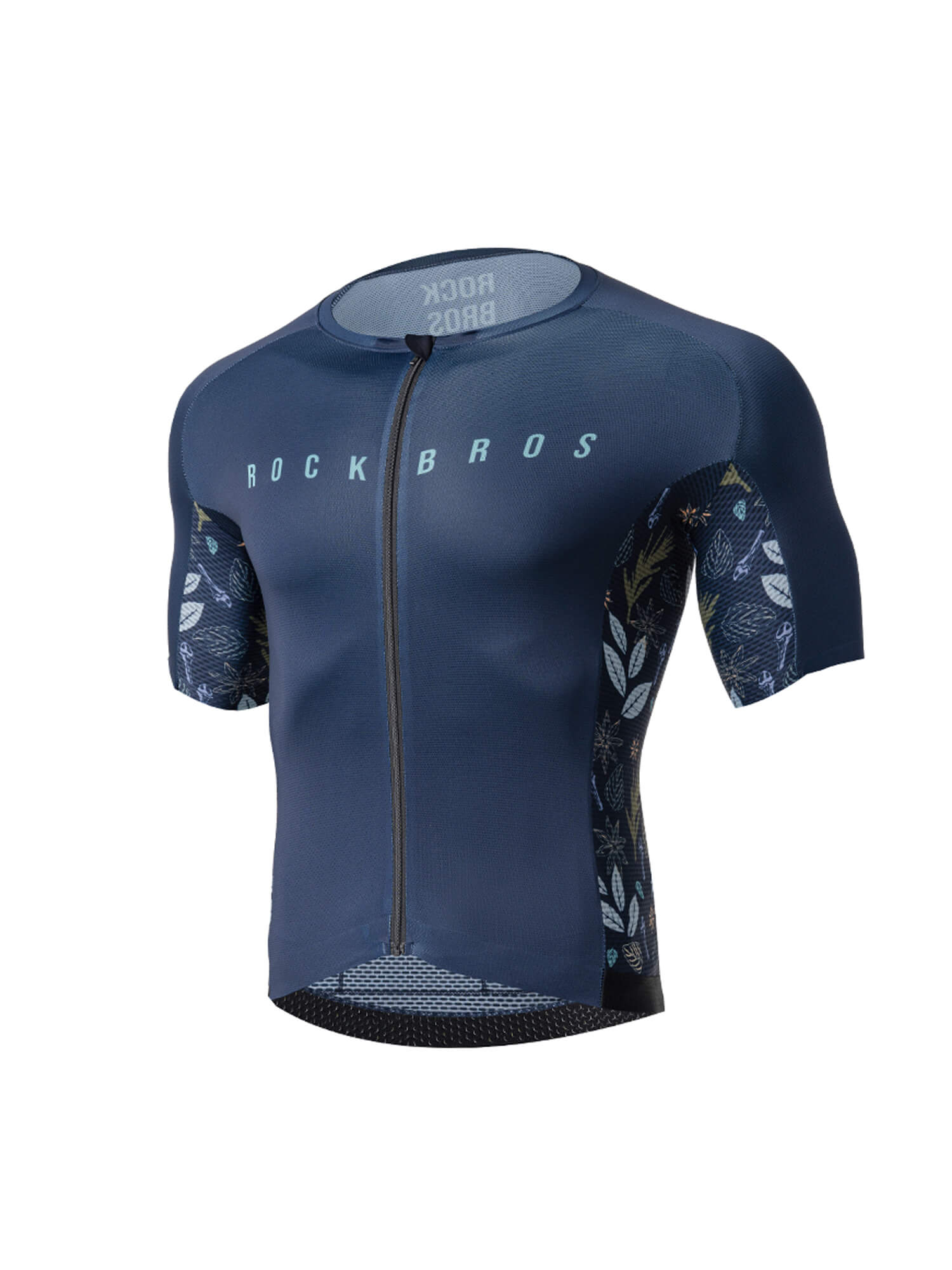 ROCKBROS Men's Birds & Flowers Short-Sleeve Cycling Jersey – Lightweight, Breathable, Moisture-Wicking Summer Bike Shirt
#Color_Blue