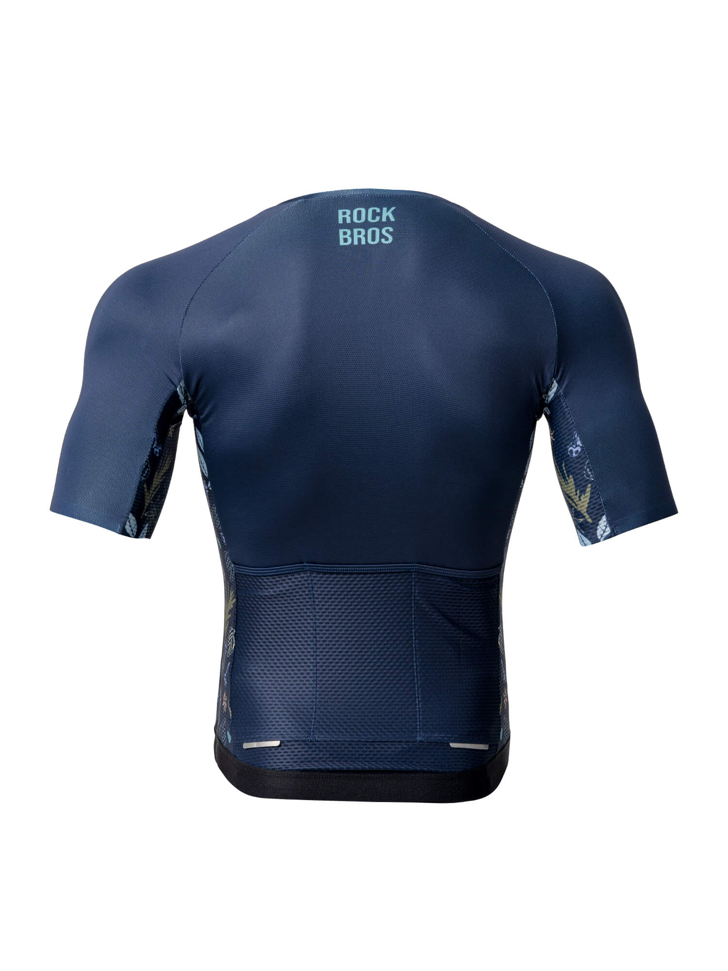 ROCKBROS Men's Birds & Flowers Short-Sleeve Cycling Jersey – Lightweight, Breathable, Moisture-Wicking Summer Bike Shirt
#Color_Blue