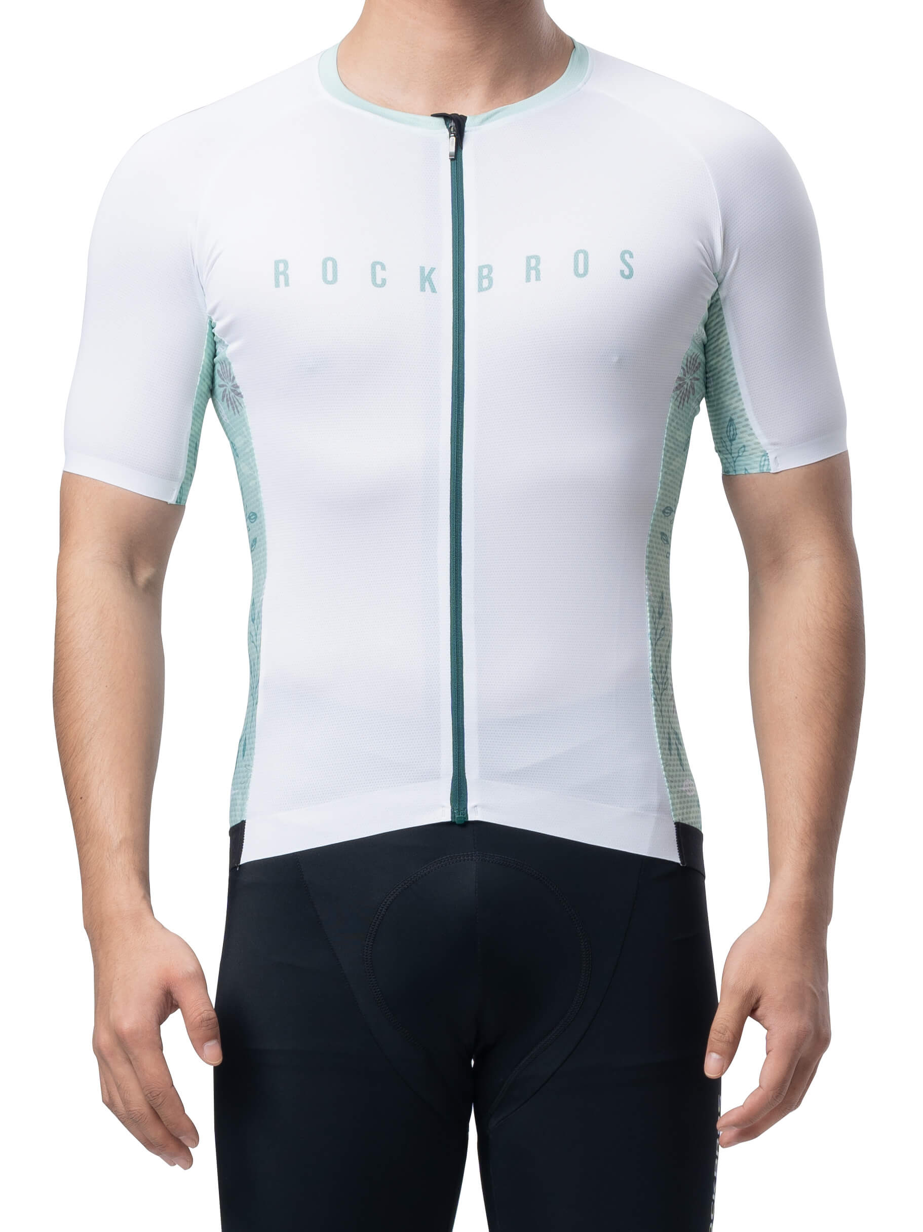 ROCKBROS Men's Birds & Flowers Short-Sleeve Cycling Jersey – Lightweight, Breathable, Moisture-Wicking Summer Bike Shirt
#Color_White