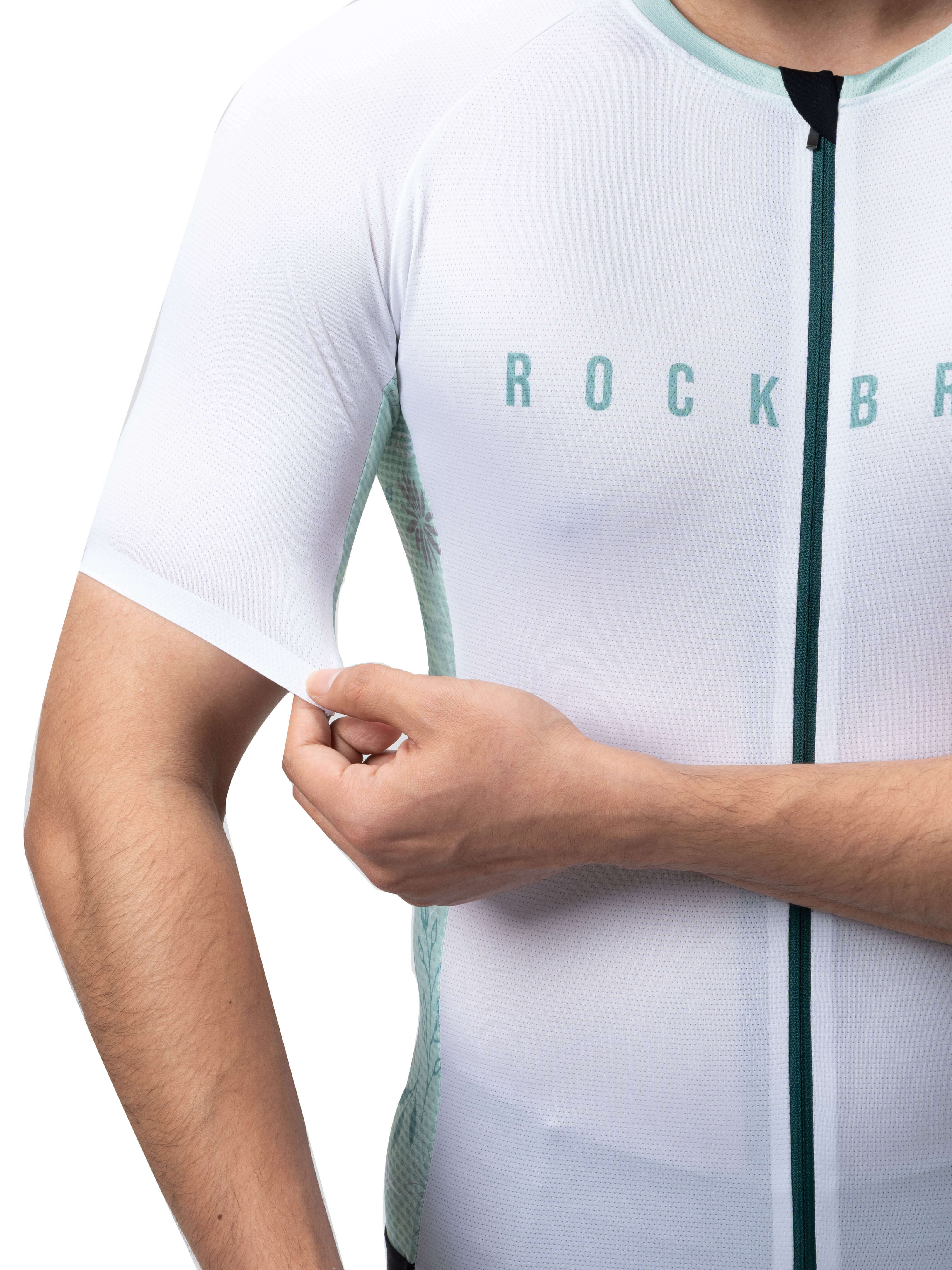 ROCKBROS Men's Birds & Flowers Short-Sleeve Cycling Jersey – Lightweight, Breathable, Moisture-Wicking Summer Bike Shirt
#Color_White