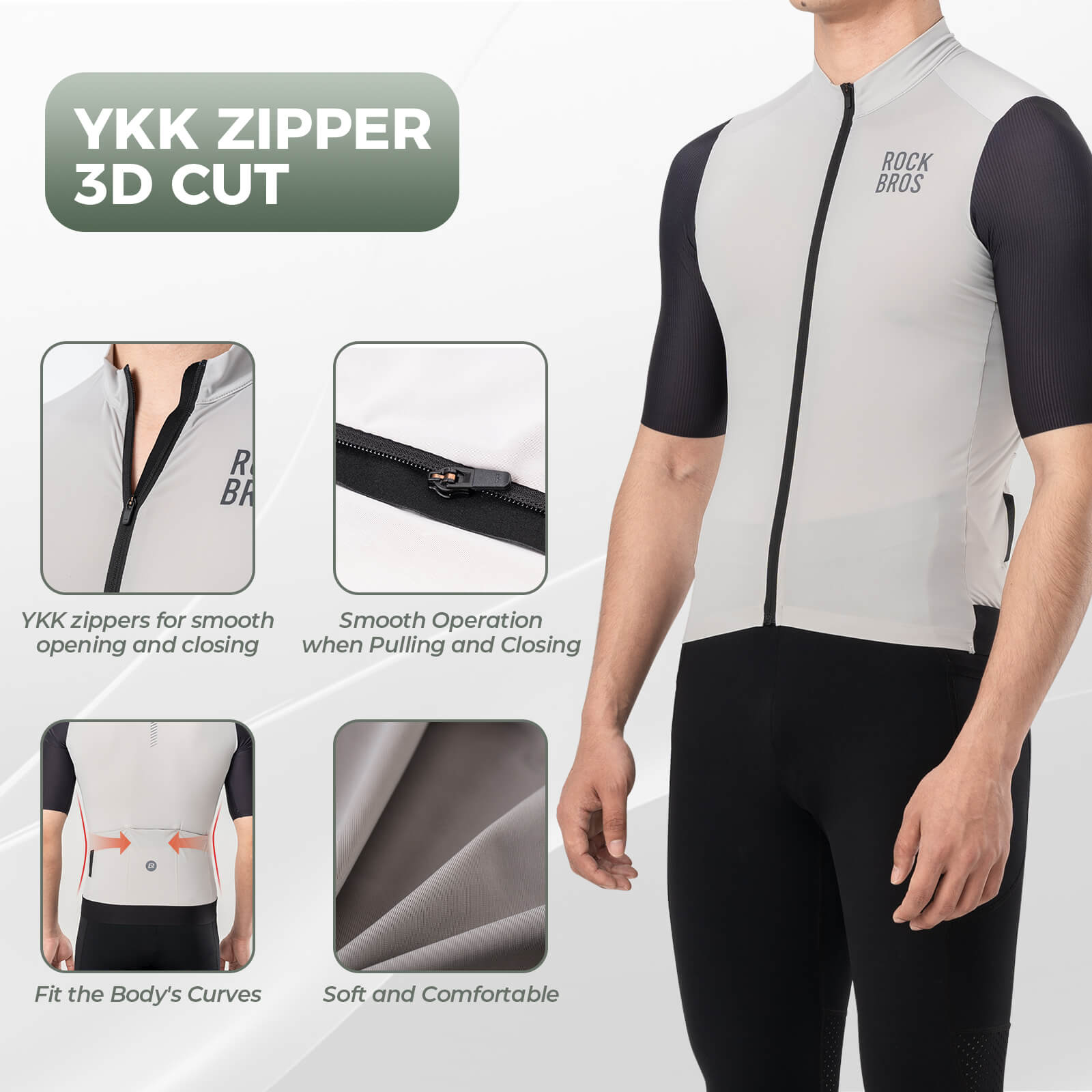 ROCKBROS men's breathable short-sleeve cycling jersey for comfortable riding
#Color_Gray Blue
