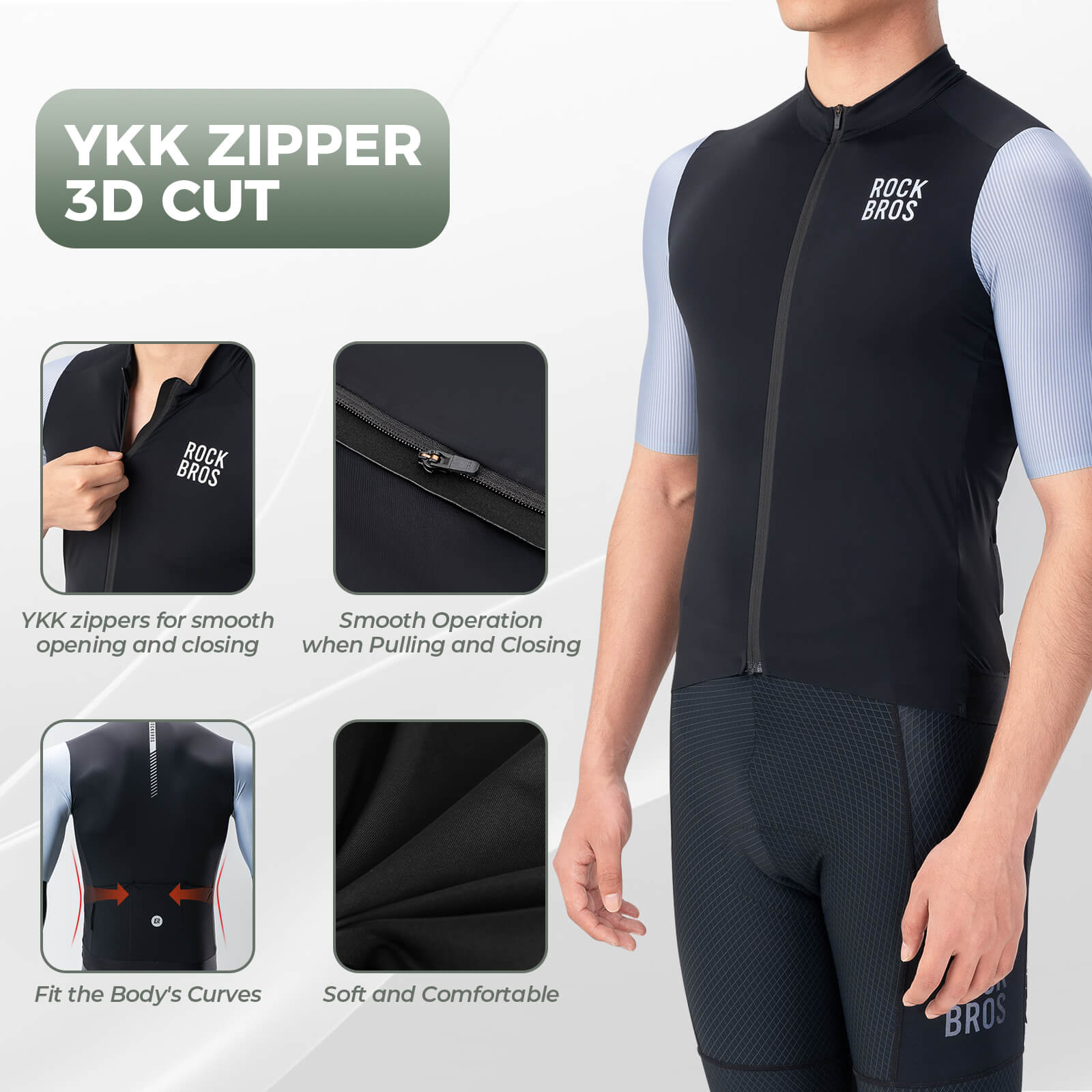 ROCKBROS men's breathable short-sleeve cycling jersey for comfortable riding
#Color_Dark Blue