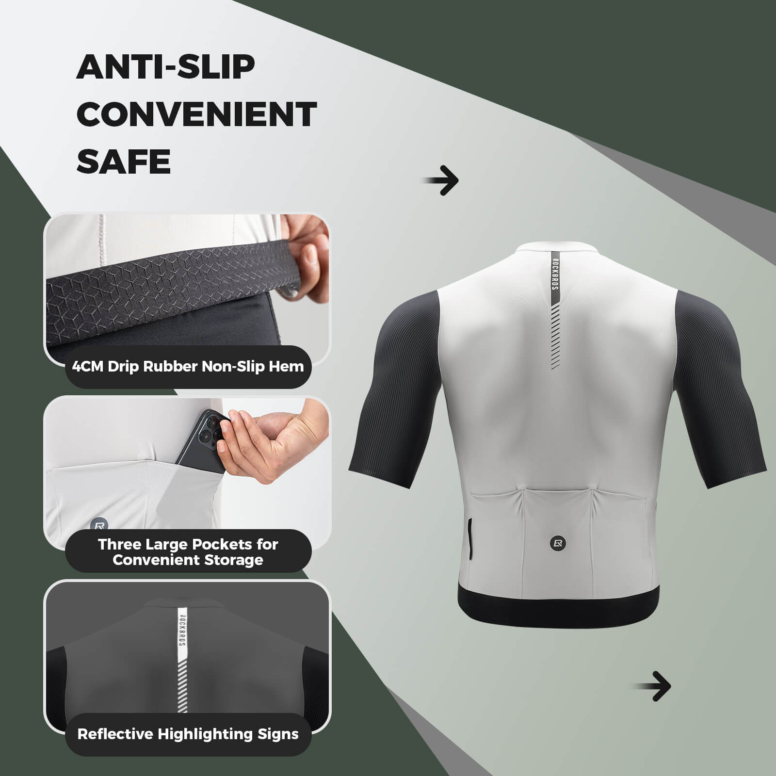 ROCKBROS men's breathable short-sleeve cycling jersey for comfortable riding
#Color_Gray Blue