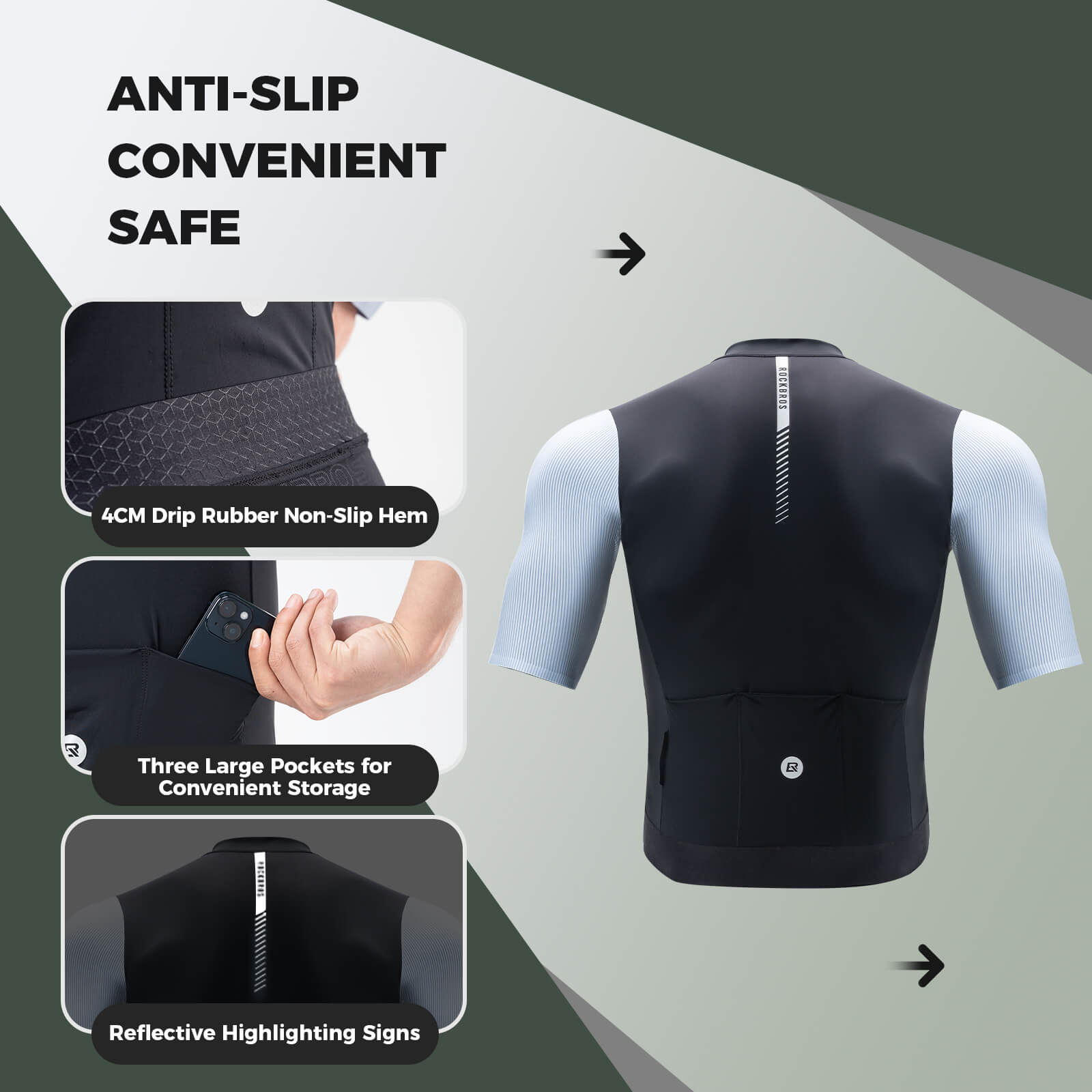ROCKBROS men's breathable short-sleeve cycling jersey for comfortable riding
#Color_Dark Blue