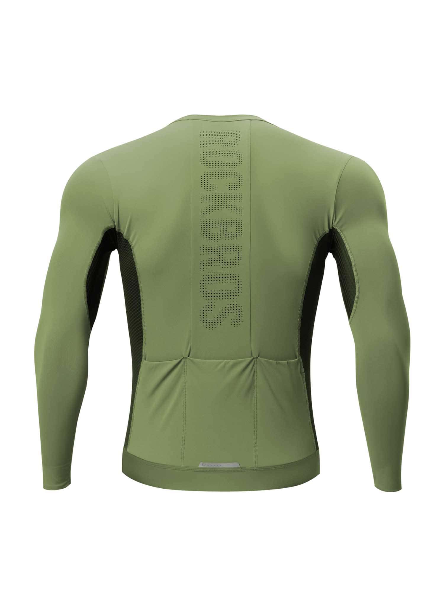 ROCKBROS men's colorblock long sleeve cycling jersey with breathable fabric and reflective details
#Color_Green