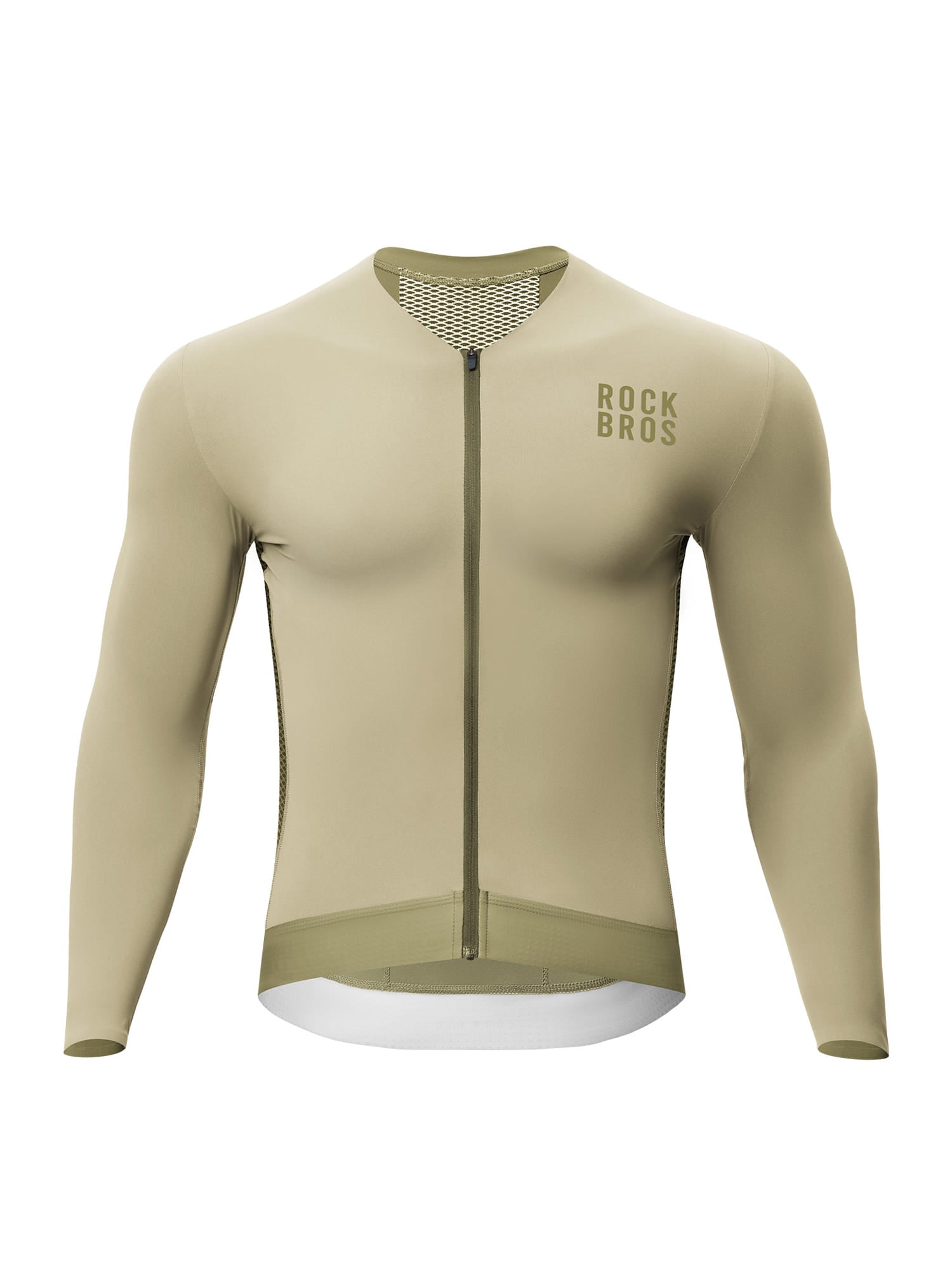 ROCKBROS men's colorblock long sleeve cycling jersey with breathable fabric and reflective details
#Color_Brown