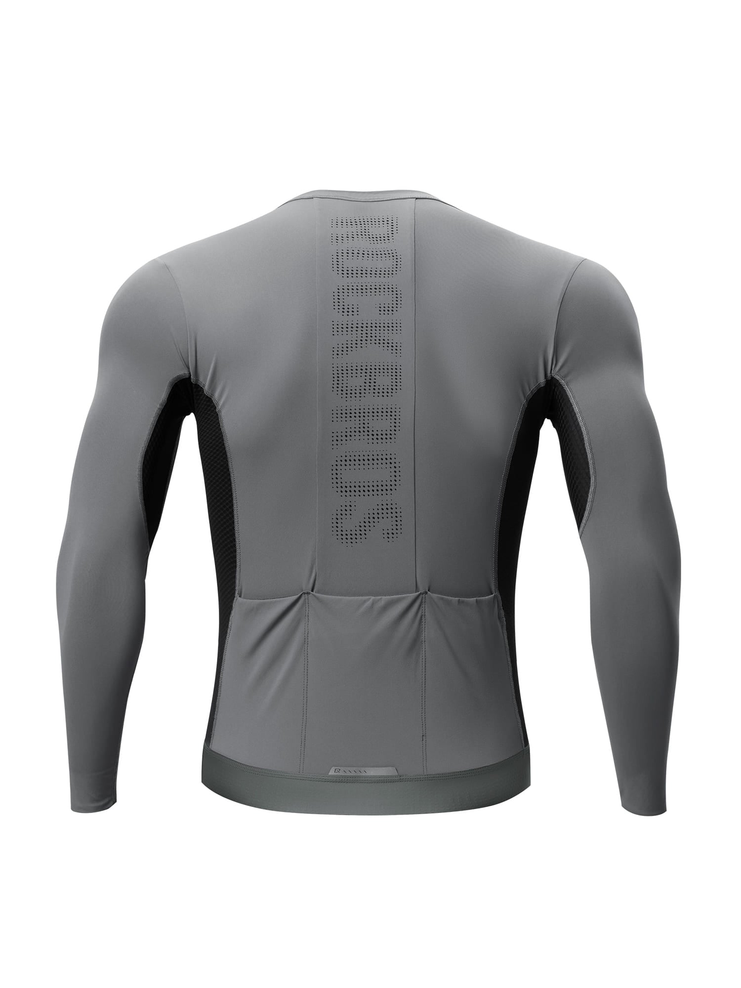 ROCKBROS men's colorblock long sleeve cycling jersey with breathable fabric and reflective details
#Color_Gray